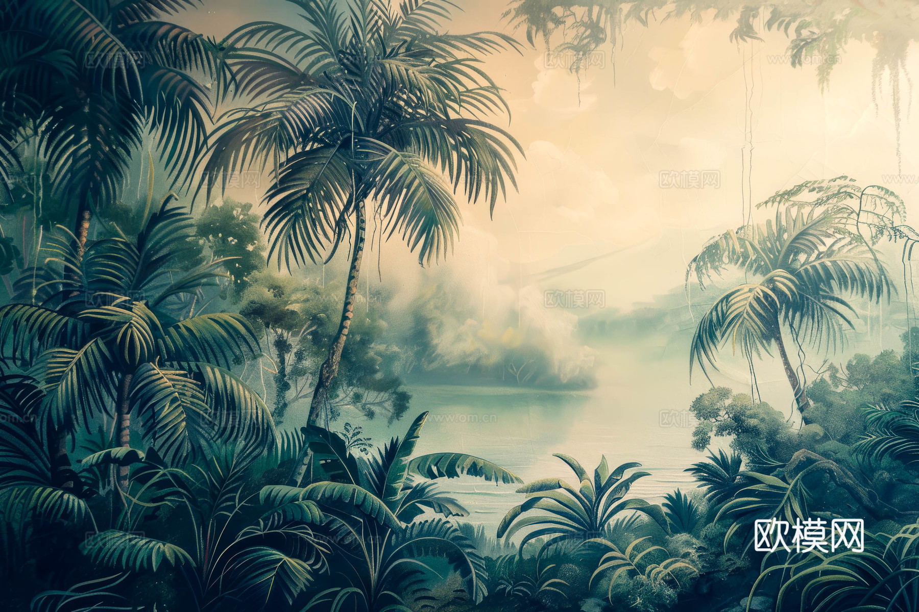 欧式田园热带雨林壁纸下载（渲染图4）