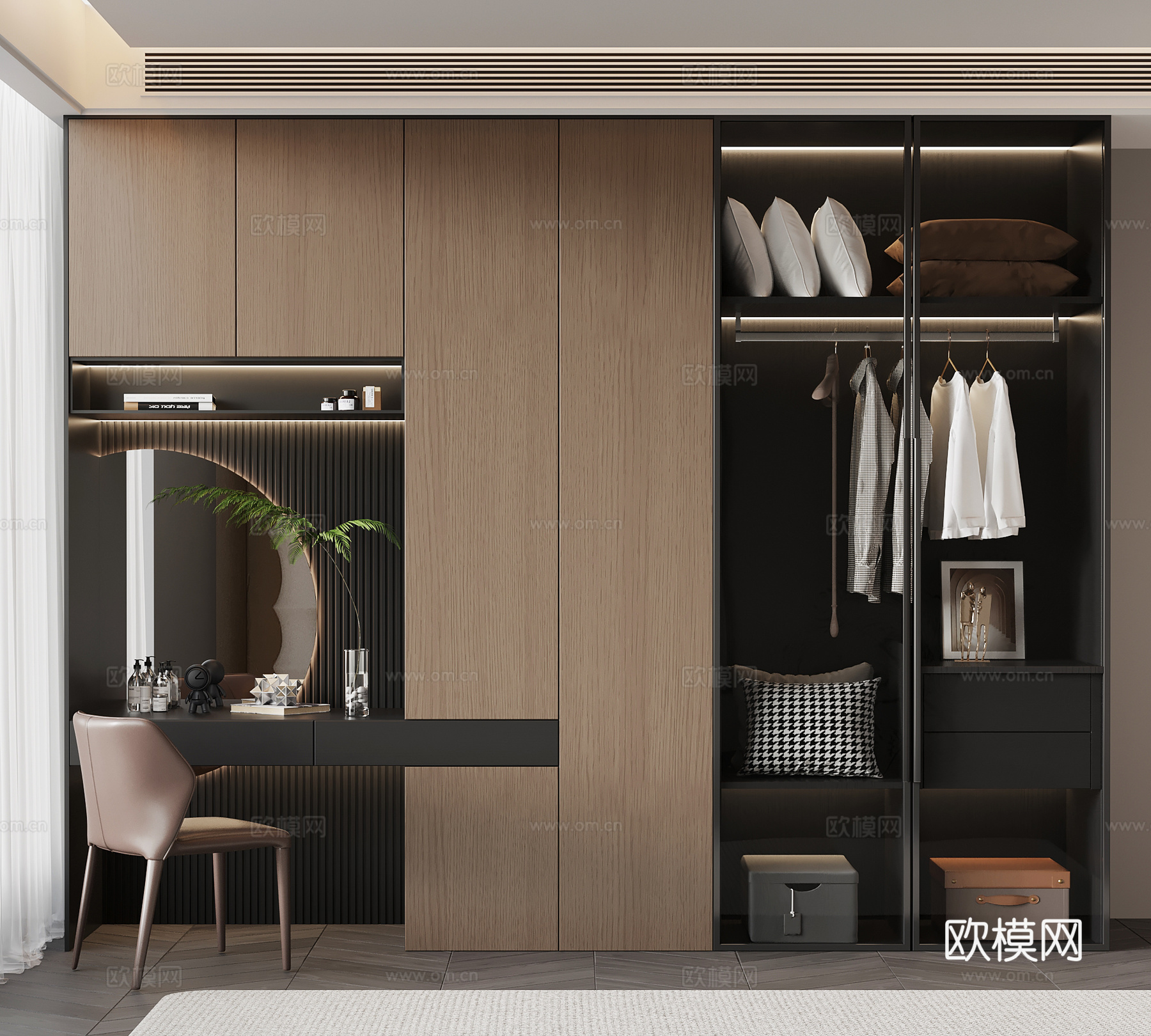 现代意式衣柜 梳妆台3d模型
