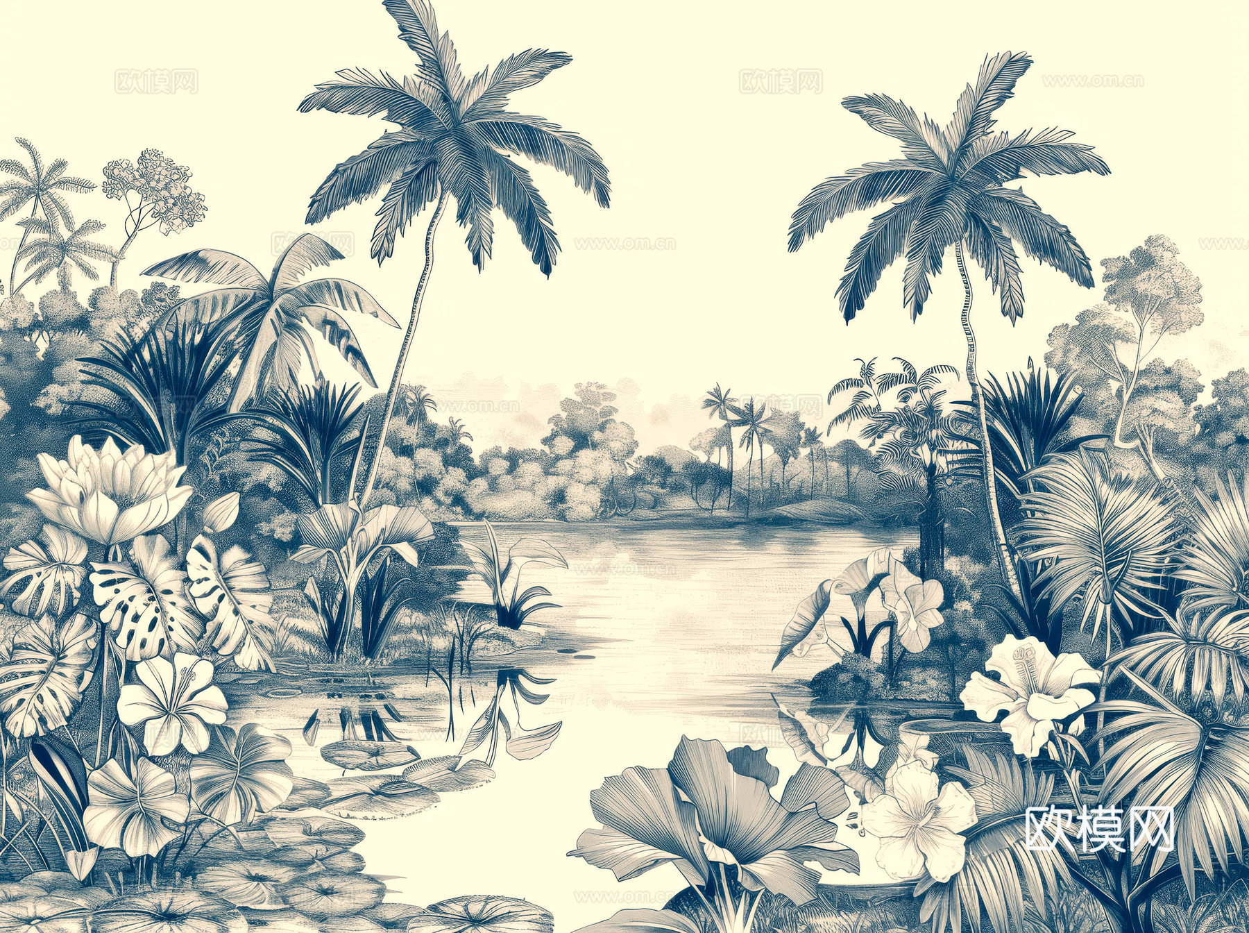 欧式田园热带雨林壁纸下载（渲染图5）