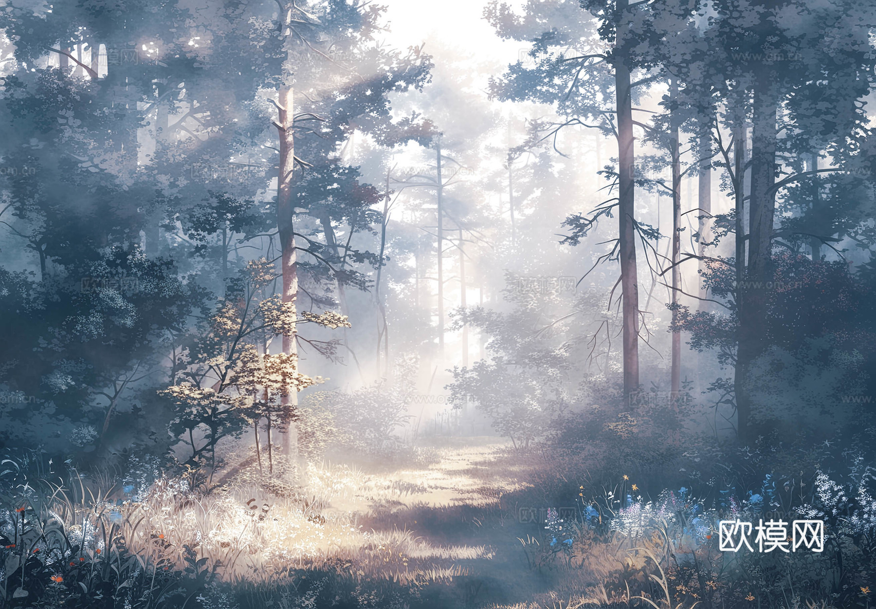 欧式田园热带雨林壁纸下载（渲染图4）