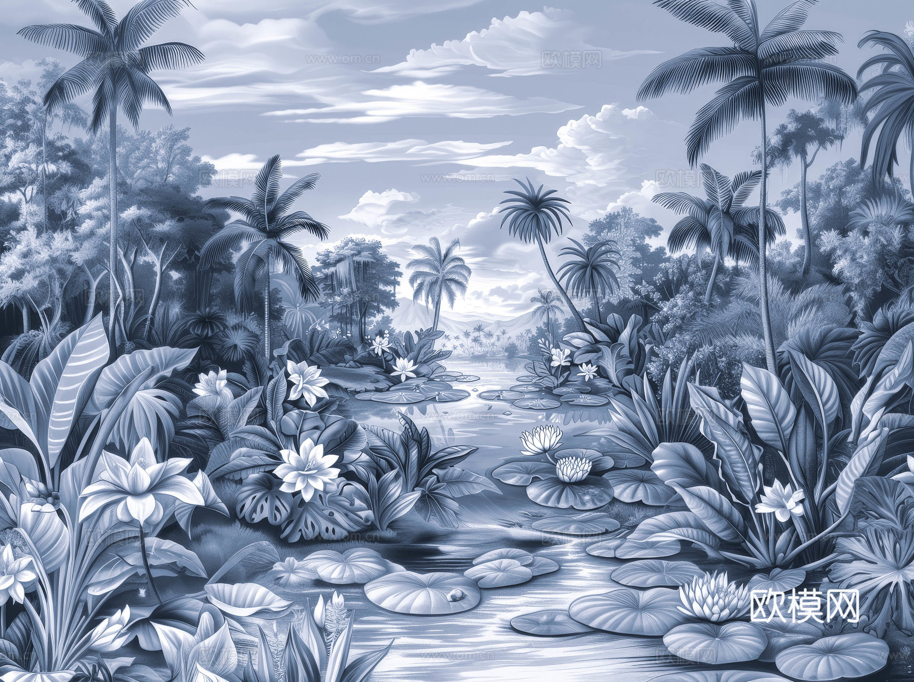 欧式田园热带雨林壁纸下载（渲染图7）