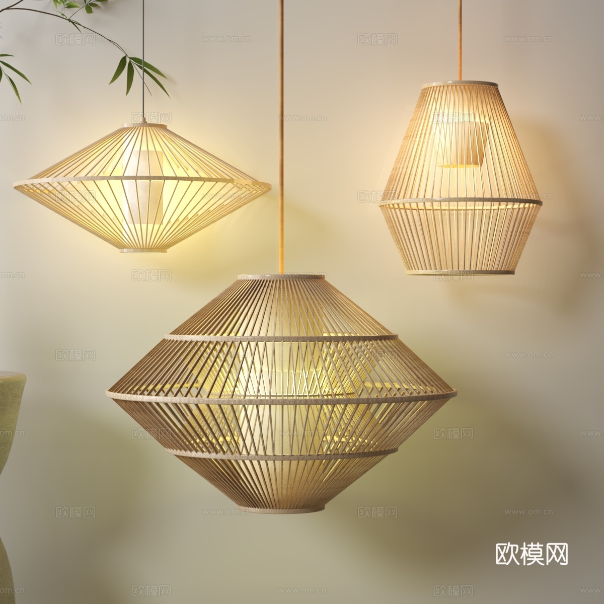 竹编吊灯3d模型