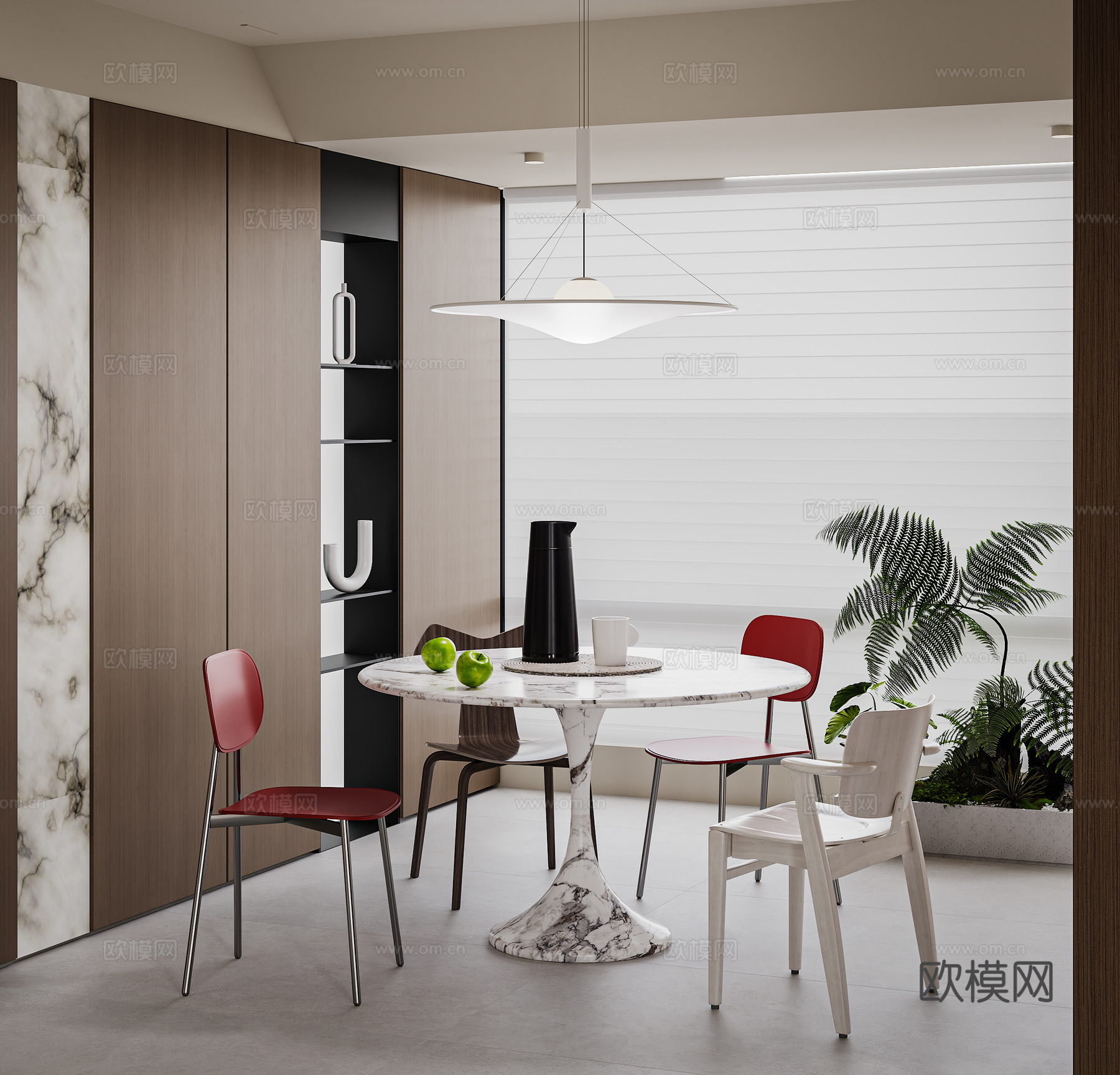 休闲桌椅  洽谈桌椅 餐桌椅组合 现代餐厅3d模型