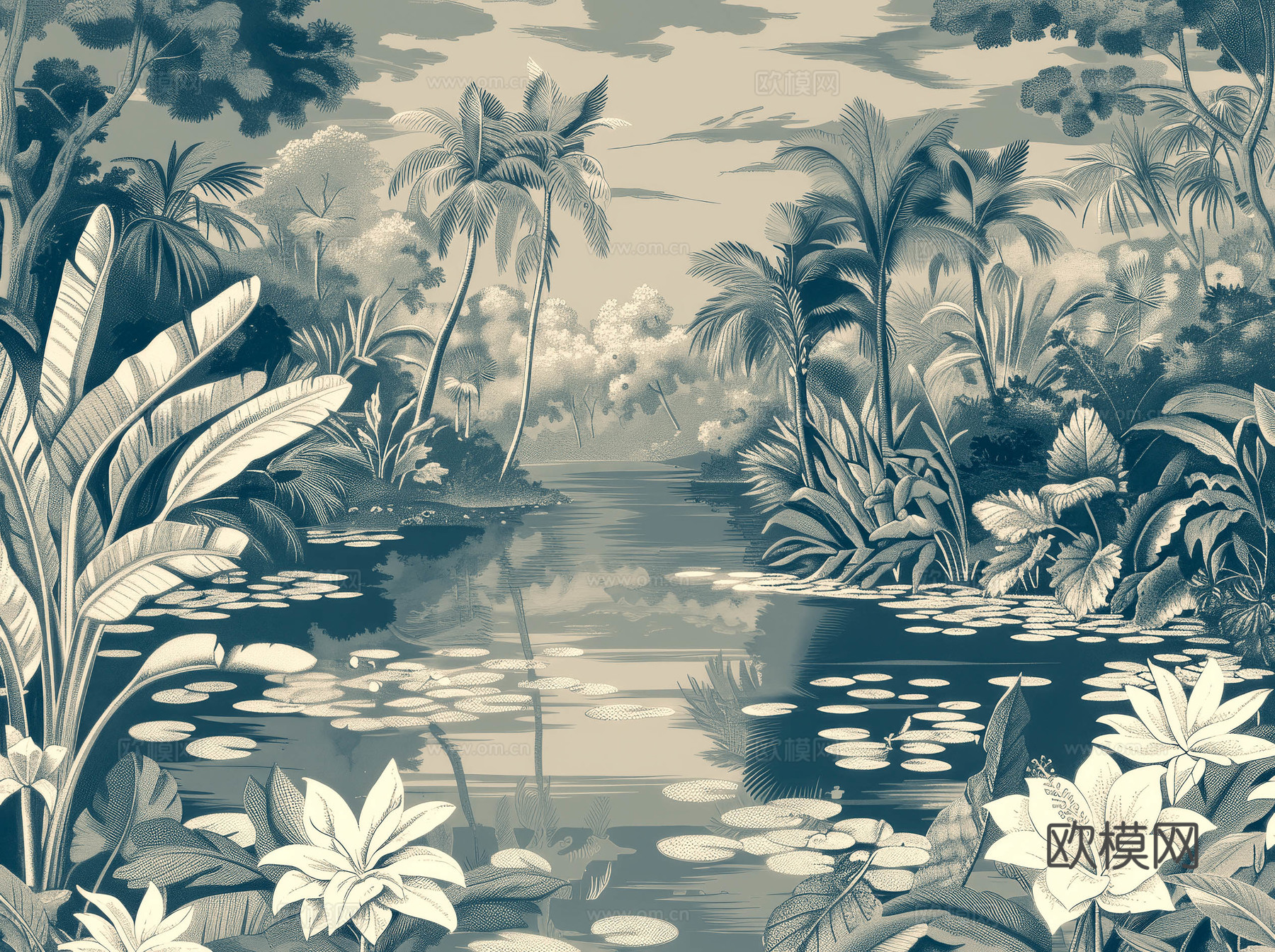 欧式田园热带雨林壁纸下载（渲染图7）