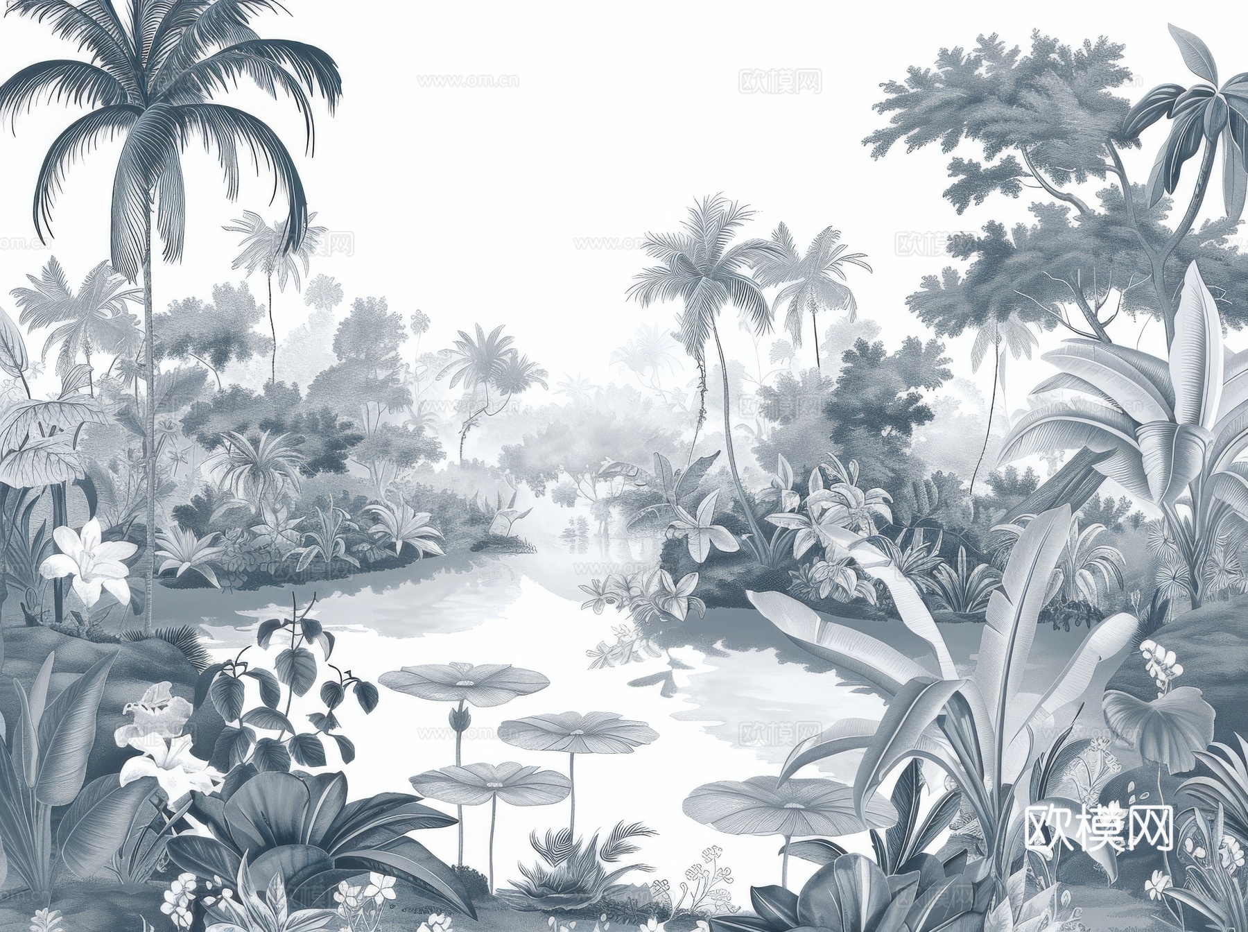 欧式田园热带雨林壁纸下载（渲染图3）