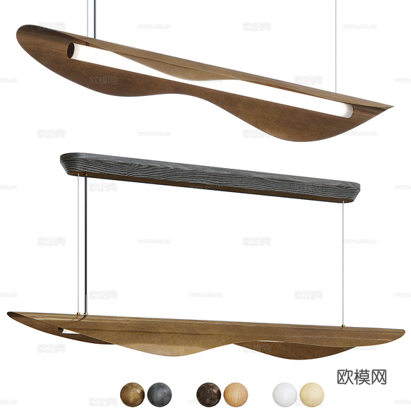新中式輕奢條形吊燈3d模型下載(渲染圖1)