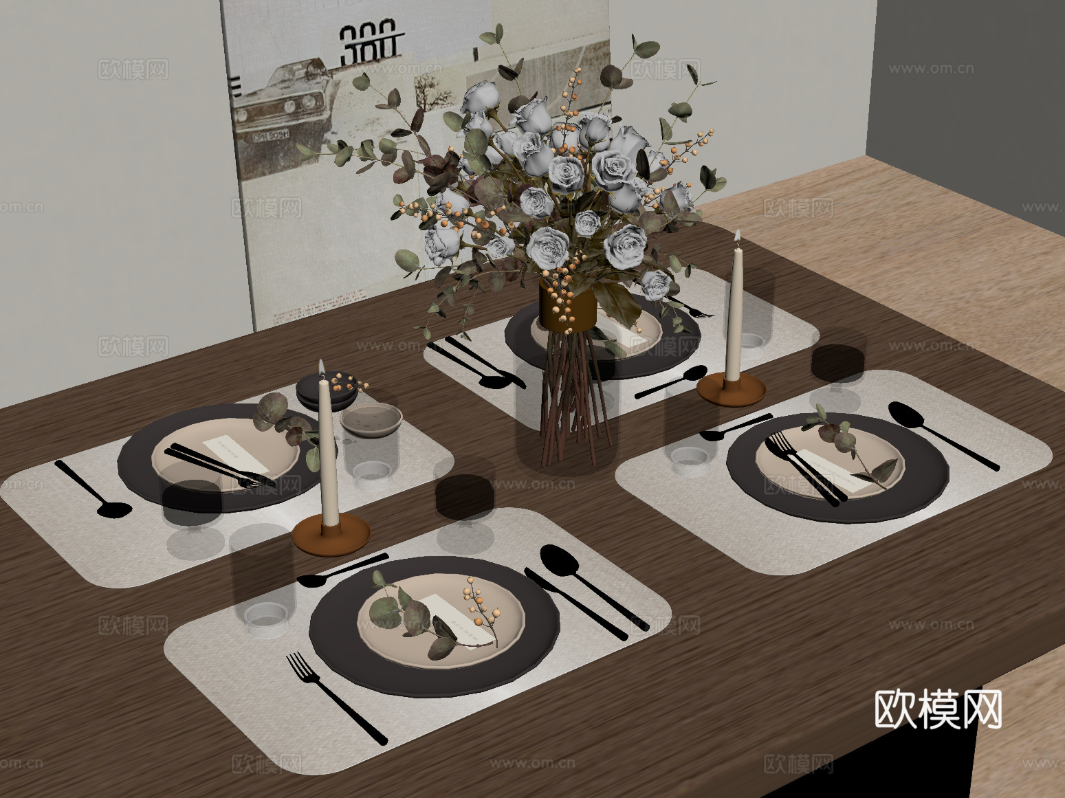 餐具 现代西餐餐具 刀叉su模型