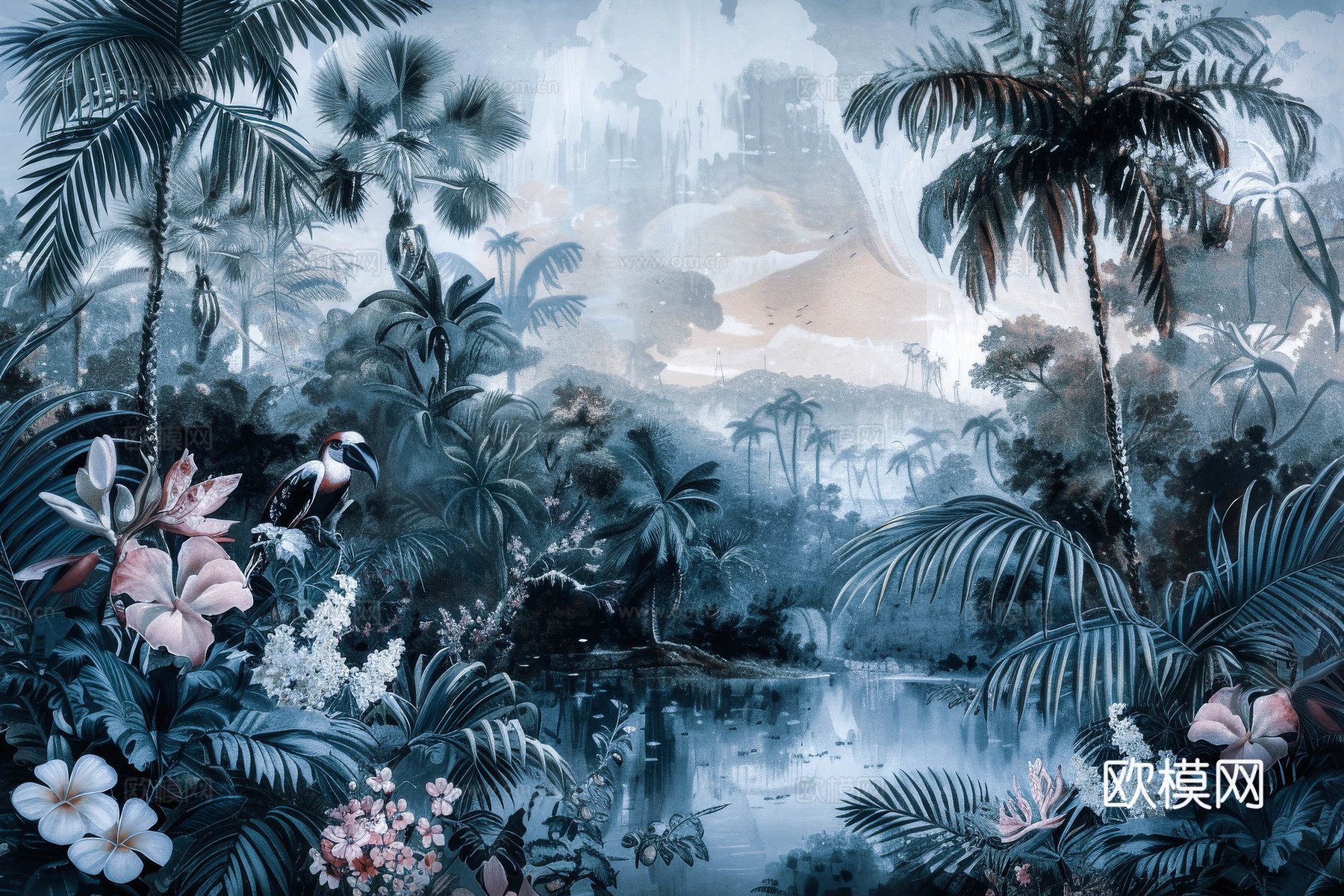 欧式田园热带雨林壁纸下载（渲染图8）