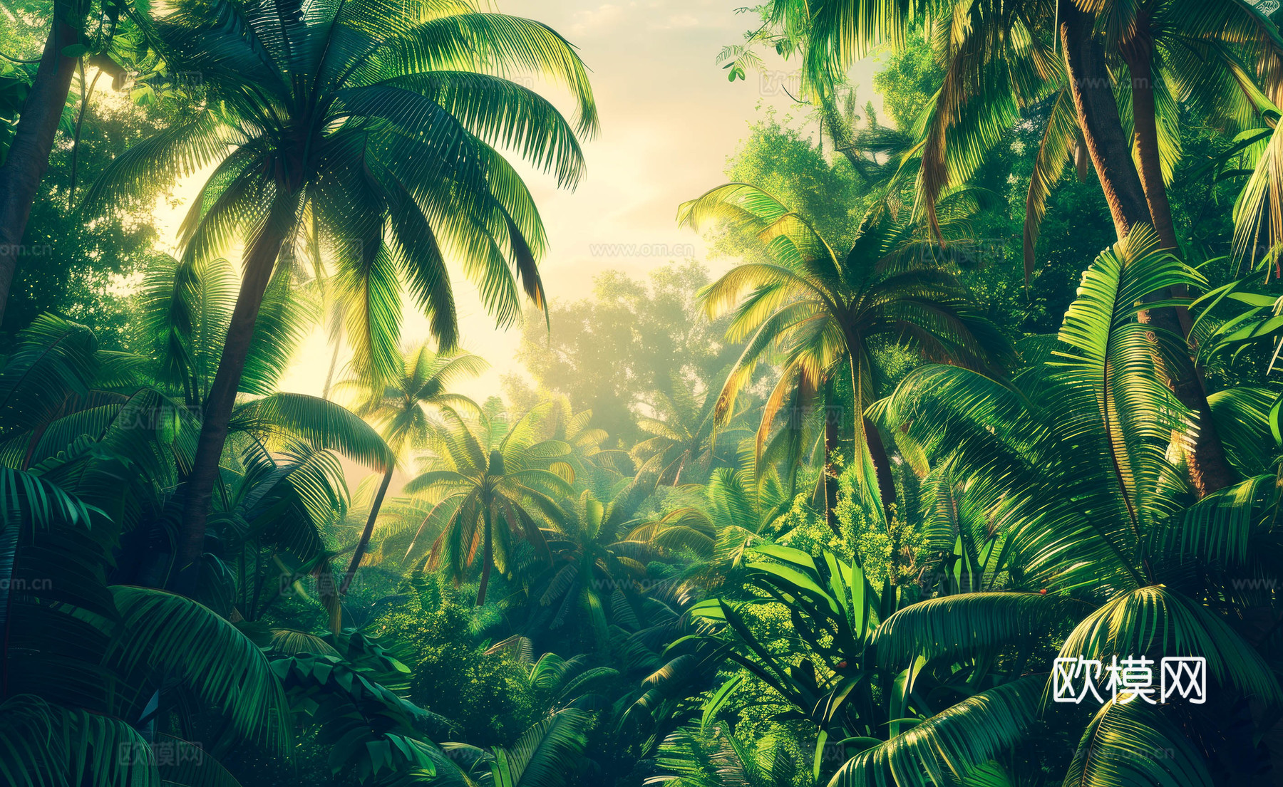 欧式田园热带雨林壁纸下载（渲染图6）