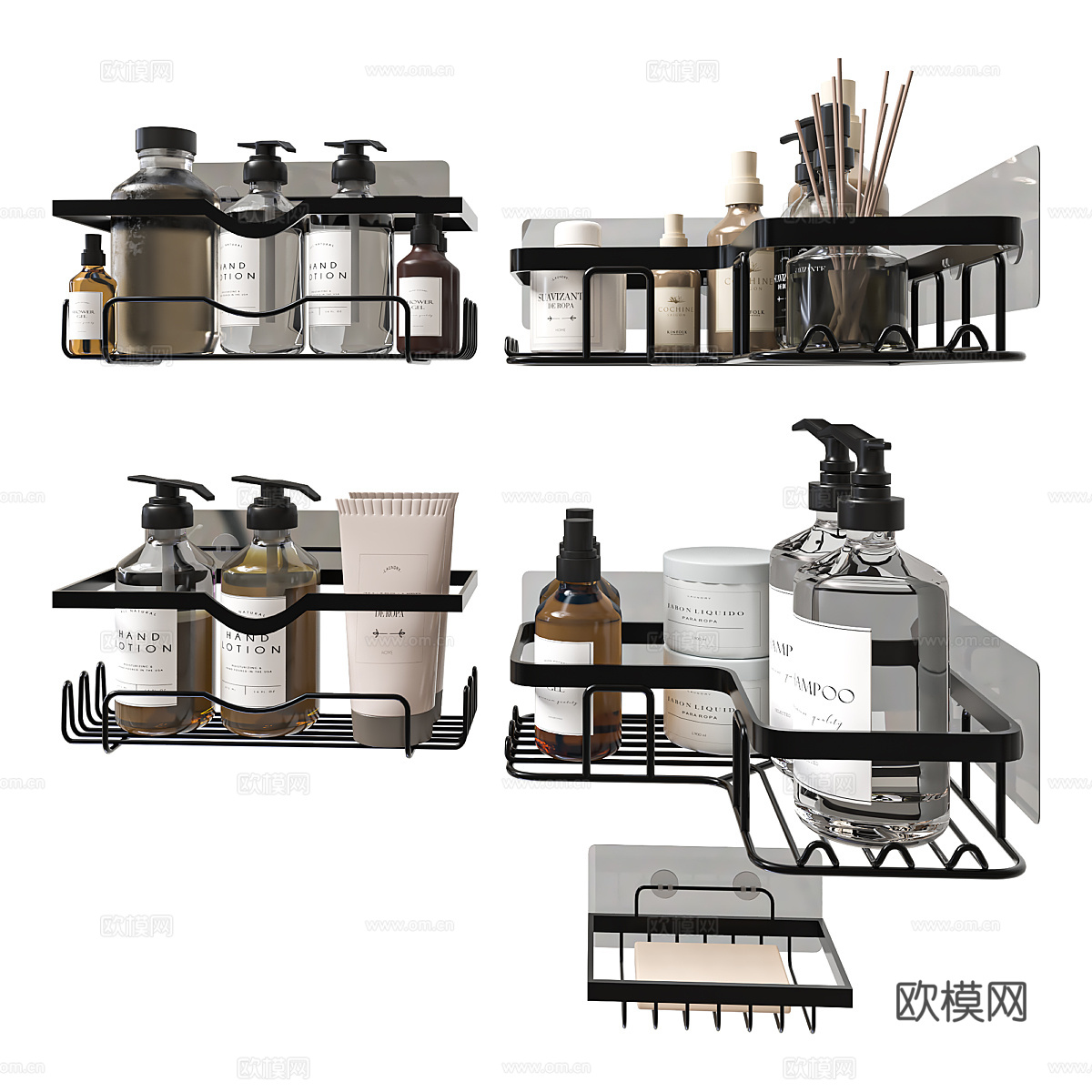现代浴室配件 洗护用品3d模型