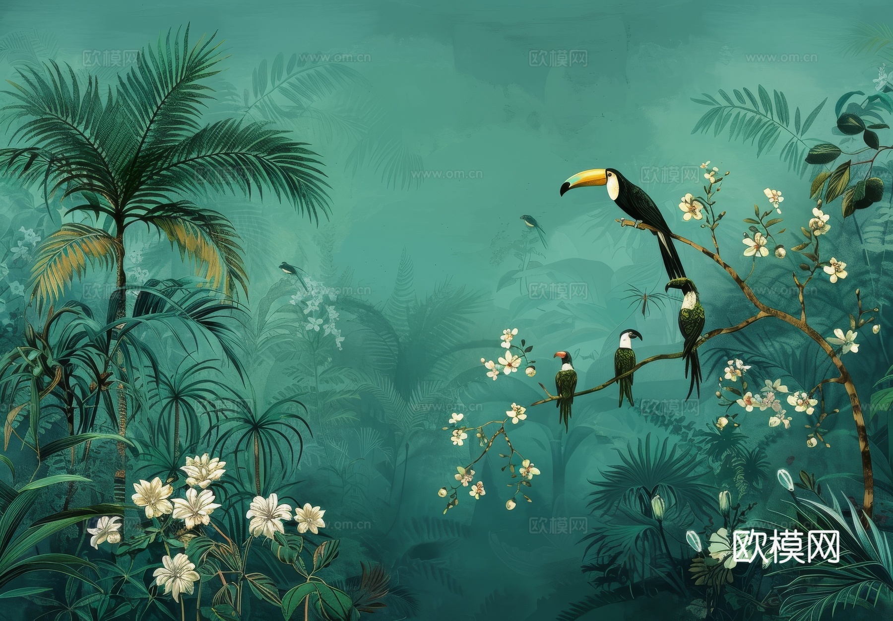 欧式田园热带雨林壁纸下载（渲染图4）