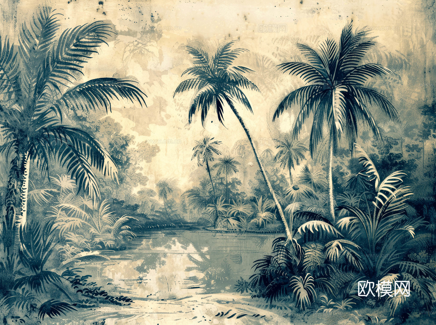 欧式田园热带雨林壁纸下载（渲染图2）