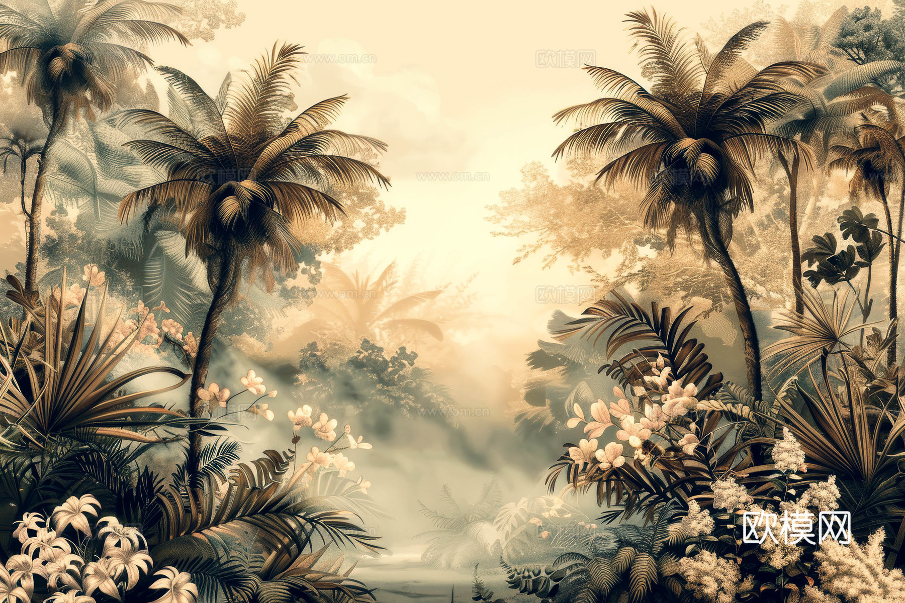 欧式田园热带雨林壁纸下载（渲染图8）