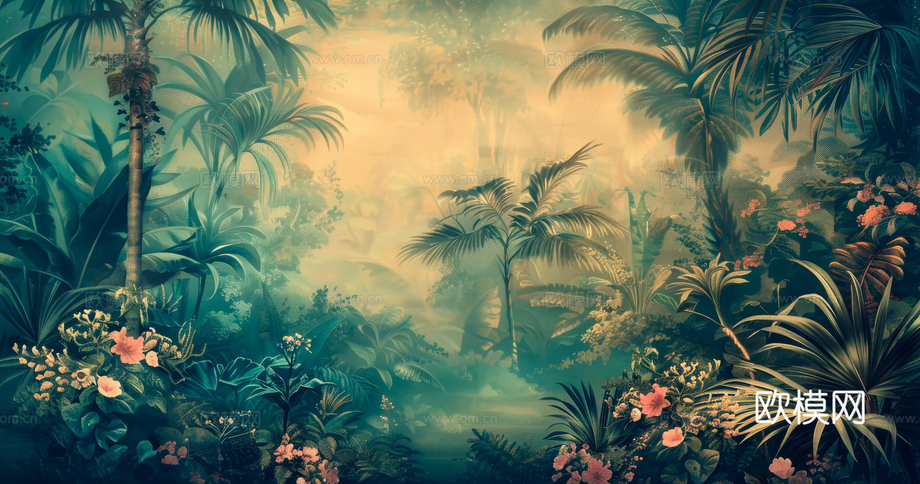 欧式田园热带雨林壁纸下载（渲染图3）