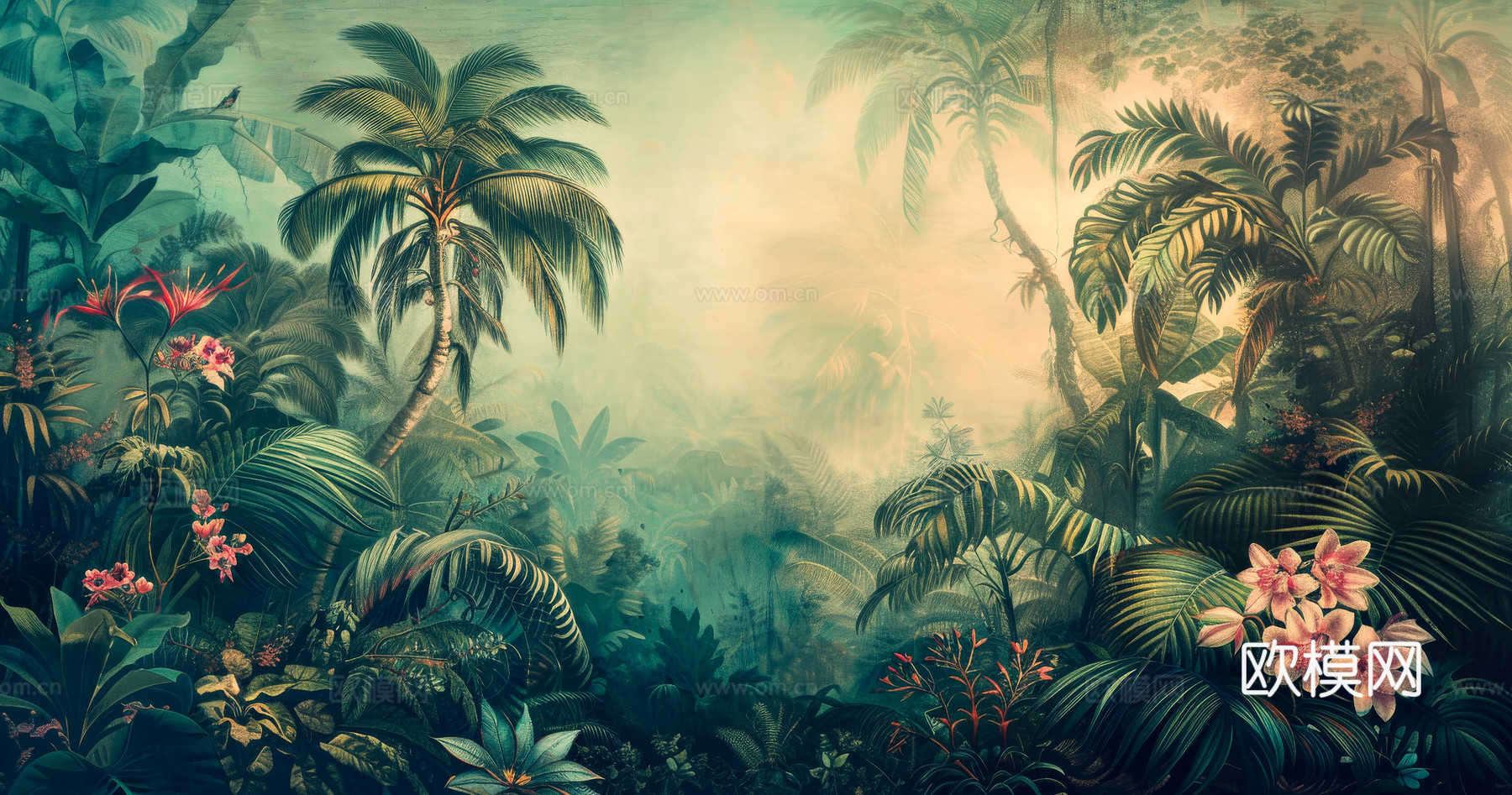 欧式田园热带雨林壁纸下载（渲染图1）
