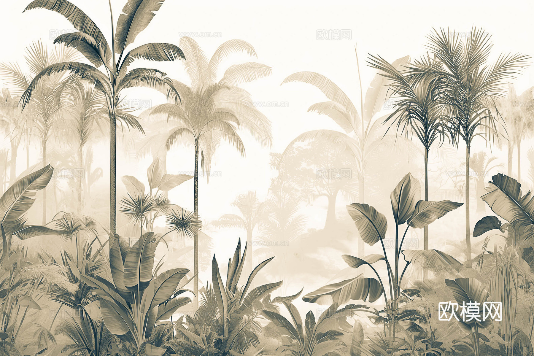 欧式田园热带雨林壁纸下载（渲染图3）