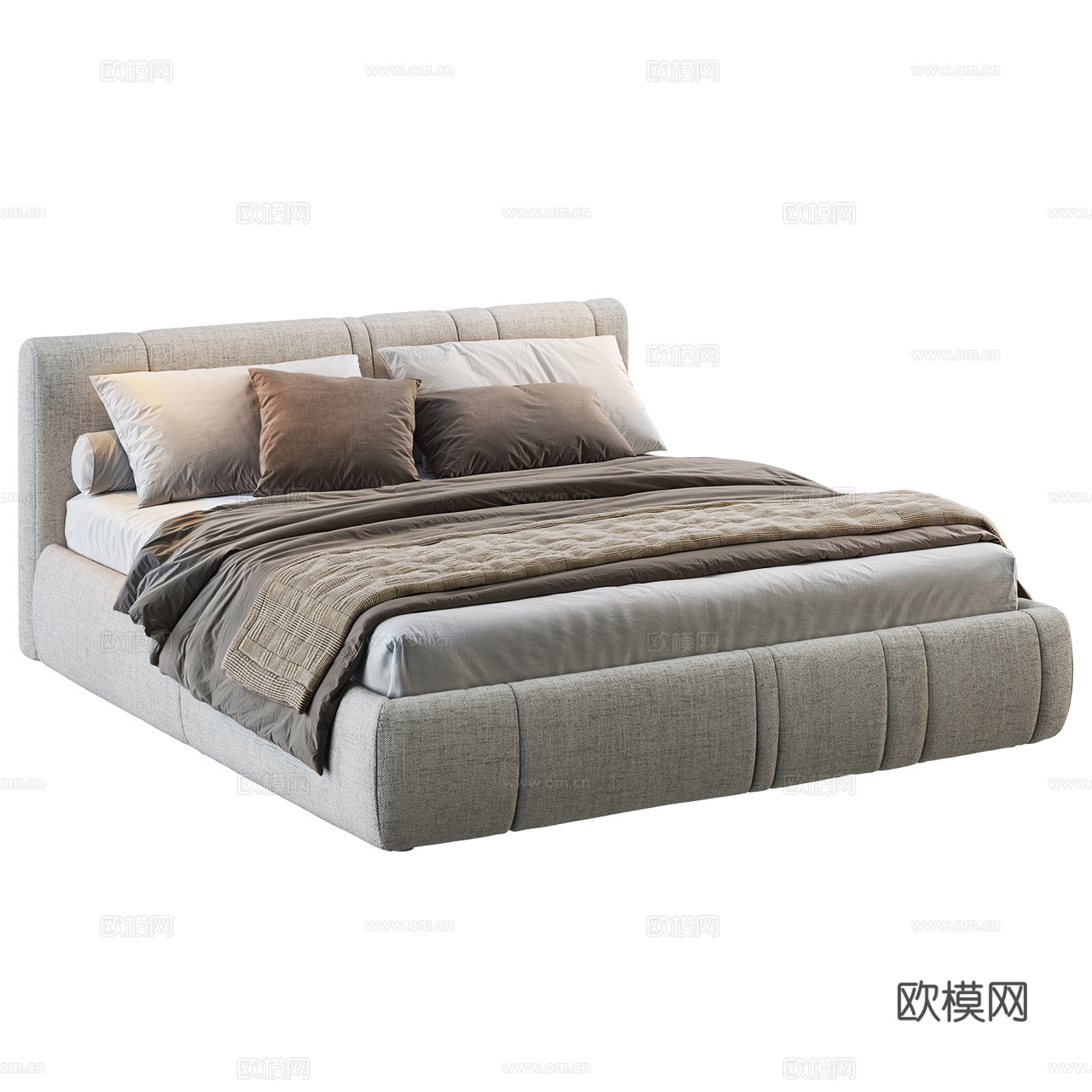 Bonaldo 现代双人床 极简双人床 布艺床 简约床3d模型
