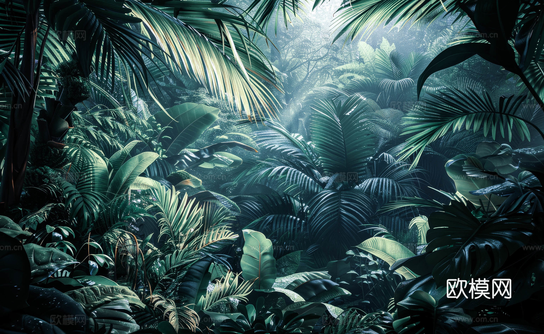 欧式田园热带雨林壁纸下载（渲染图4）