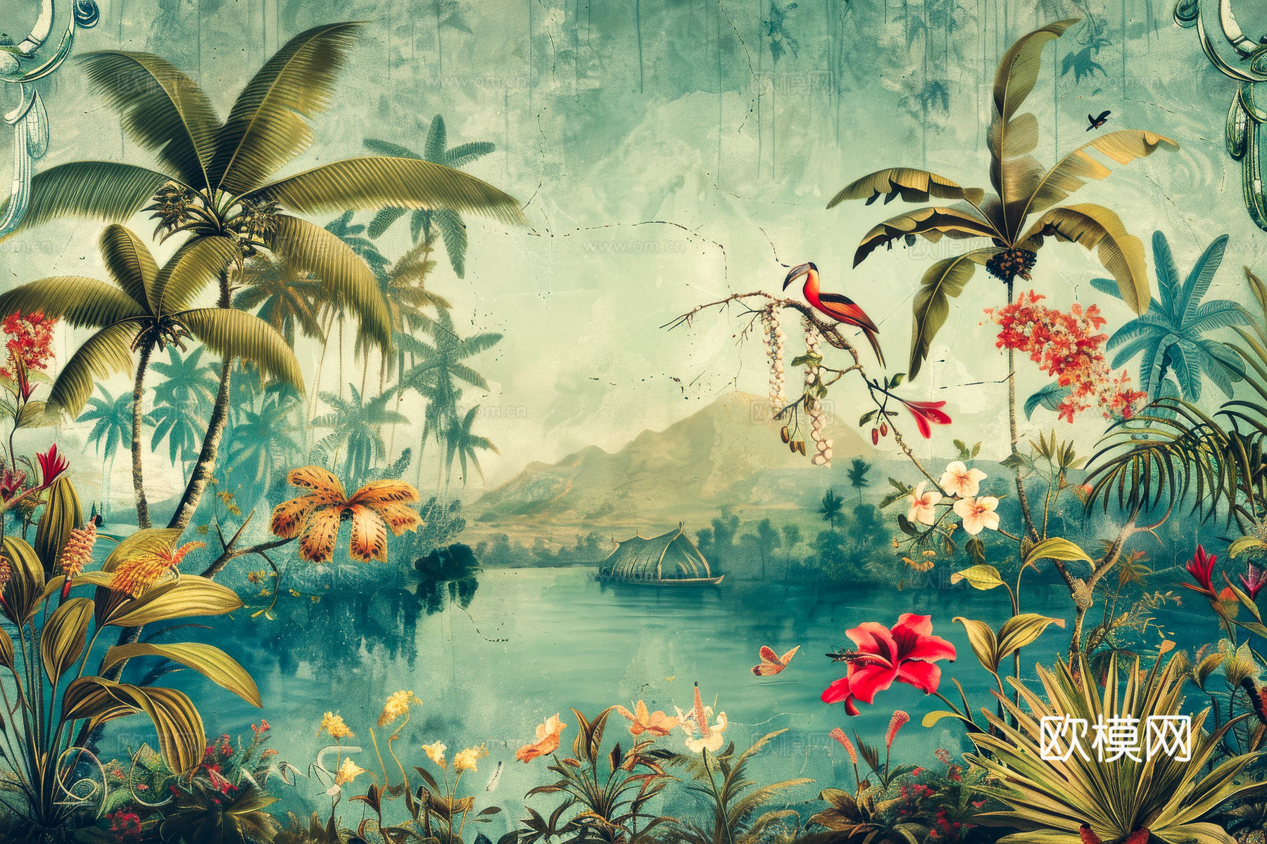 欧式田园热带雨林壁纸下载（渲染图7）