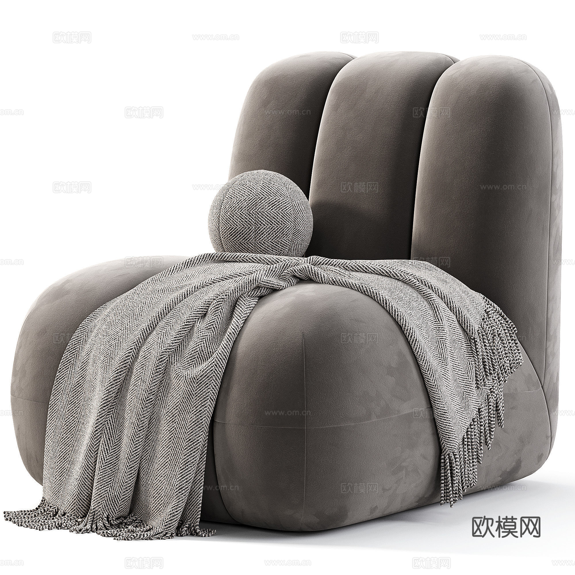 现代奶油风布艺休闲椅3d模型