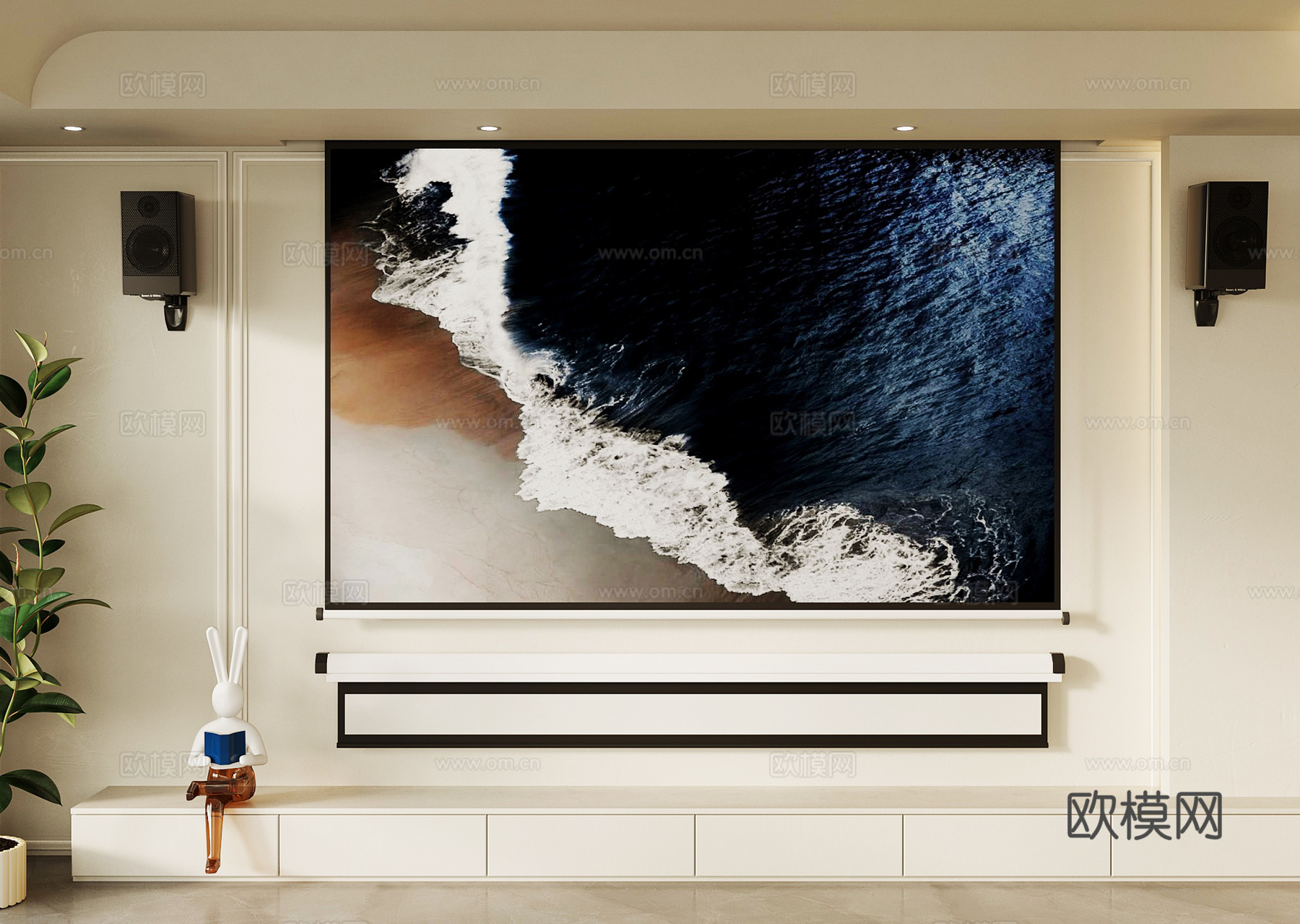 投影 现代投影幕布 音响3d模型