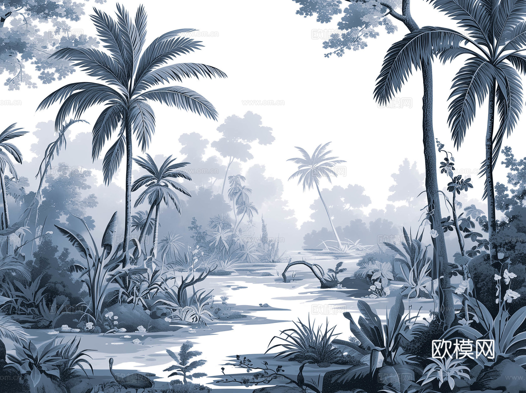 欧式田园热带雨林壁纸下载（渲染图6）