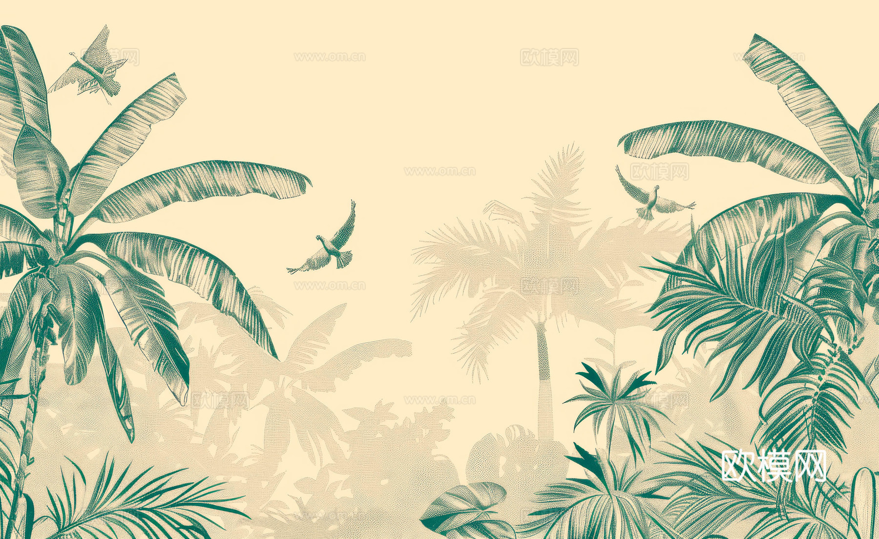 欧式田园热带雨林壁纸下载（渲染图8）