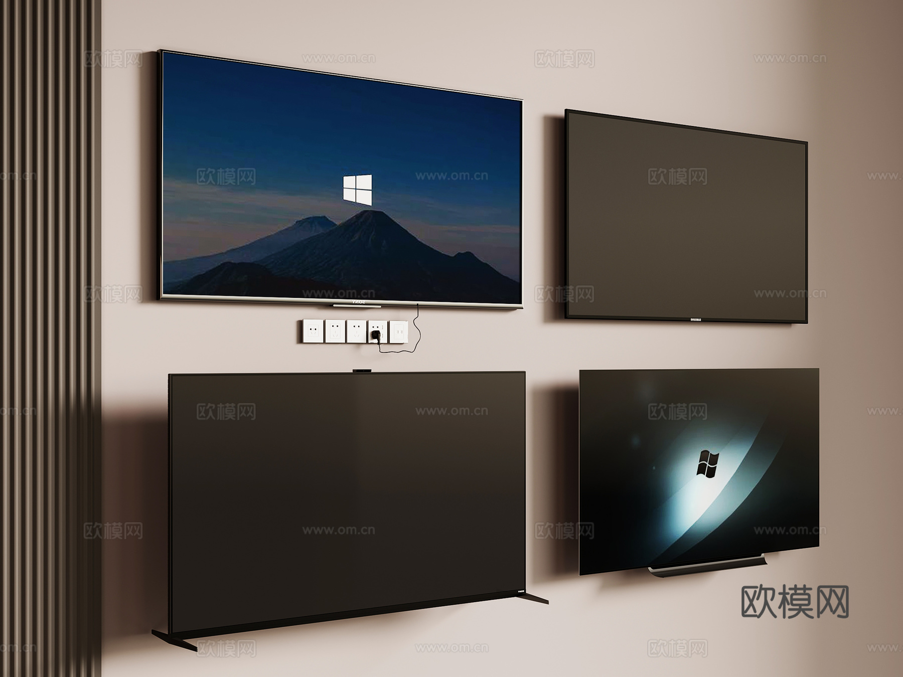 现代电视 壁挂电视3d模型