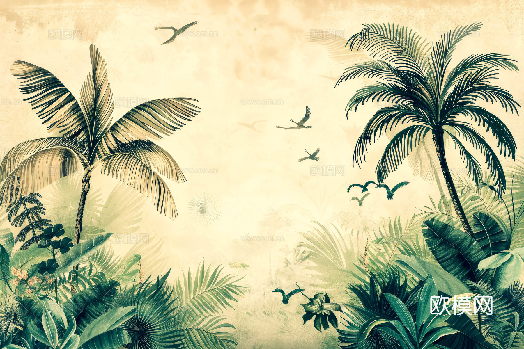 欧式田园热带雨林壁纸下载（渲染图5）