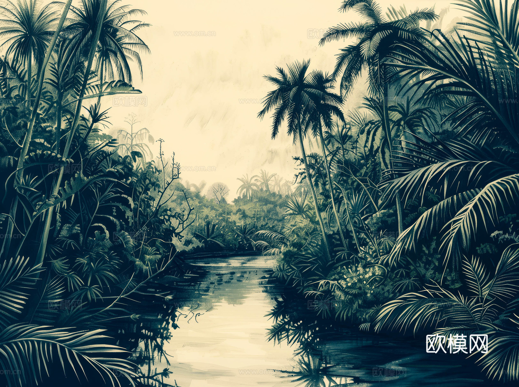 欧式田园热带雨林壁纸下载（渲染图7）