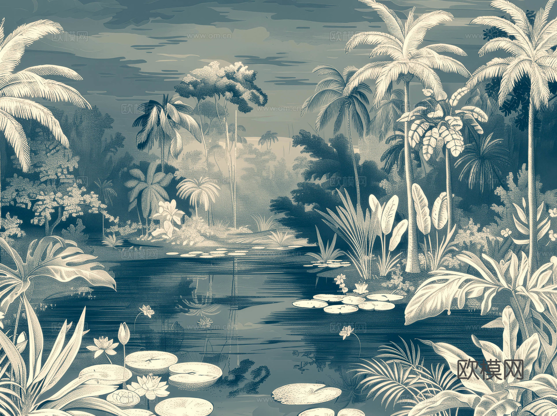 欧式田园热带雨林壁纸下载（渲染图3）