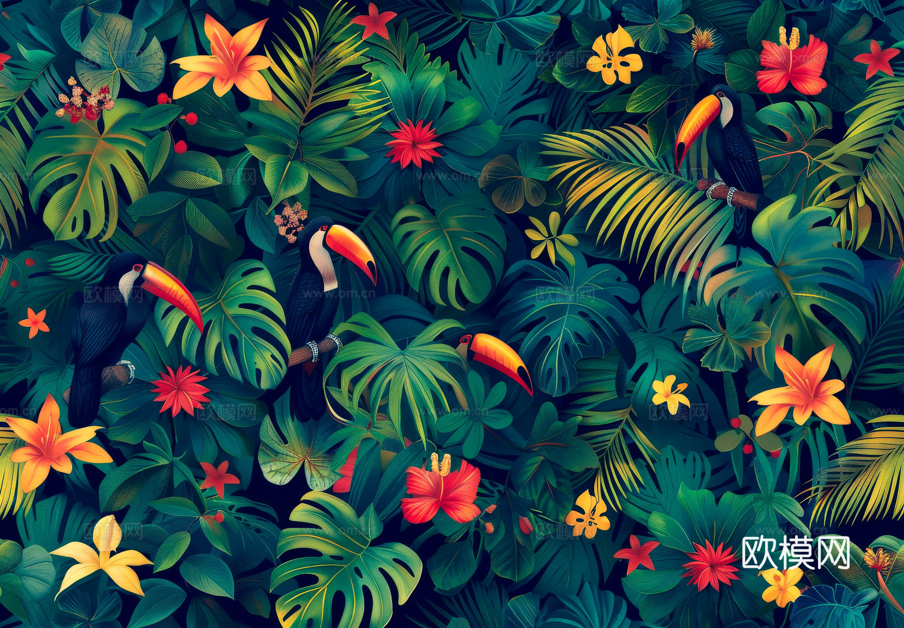 欧式田园热带雨林壁纸下载（渲染图2）