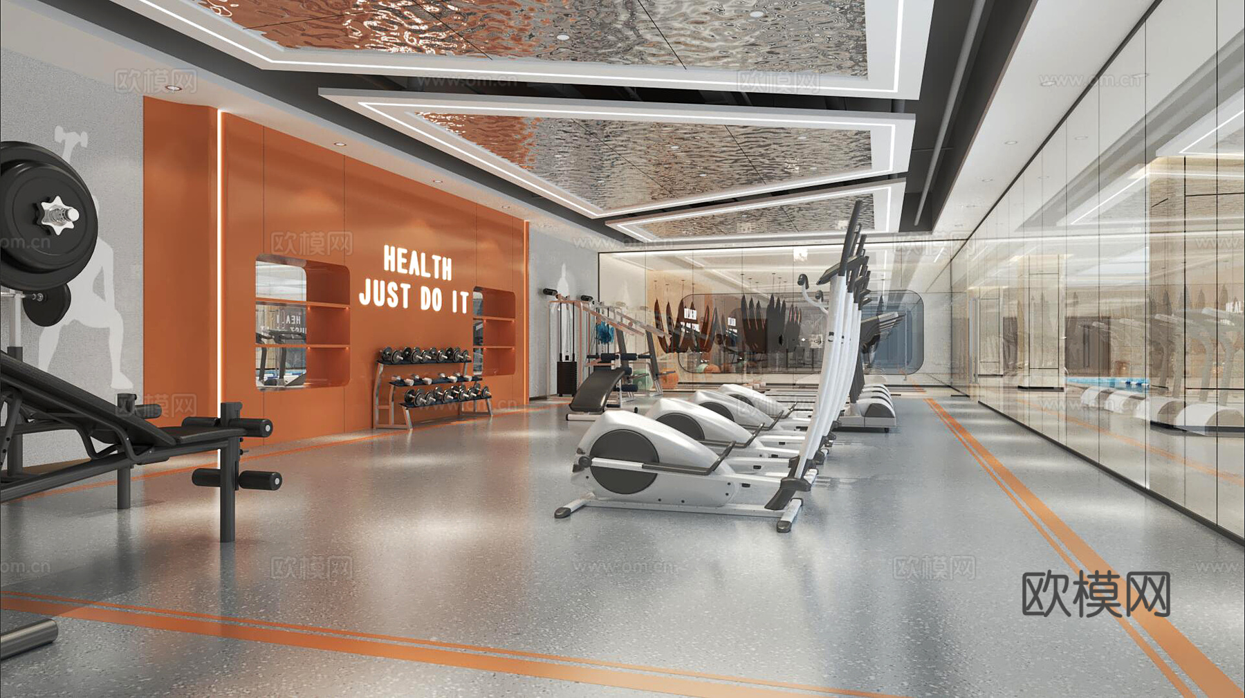 瑜伽室3d模型下载（渲染图2）