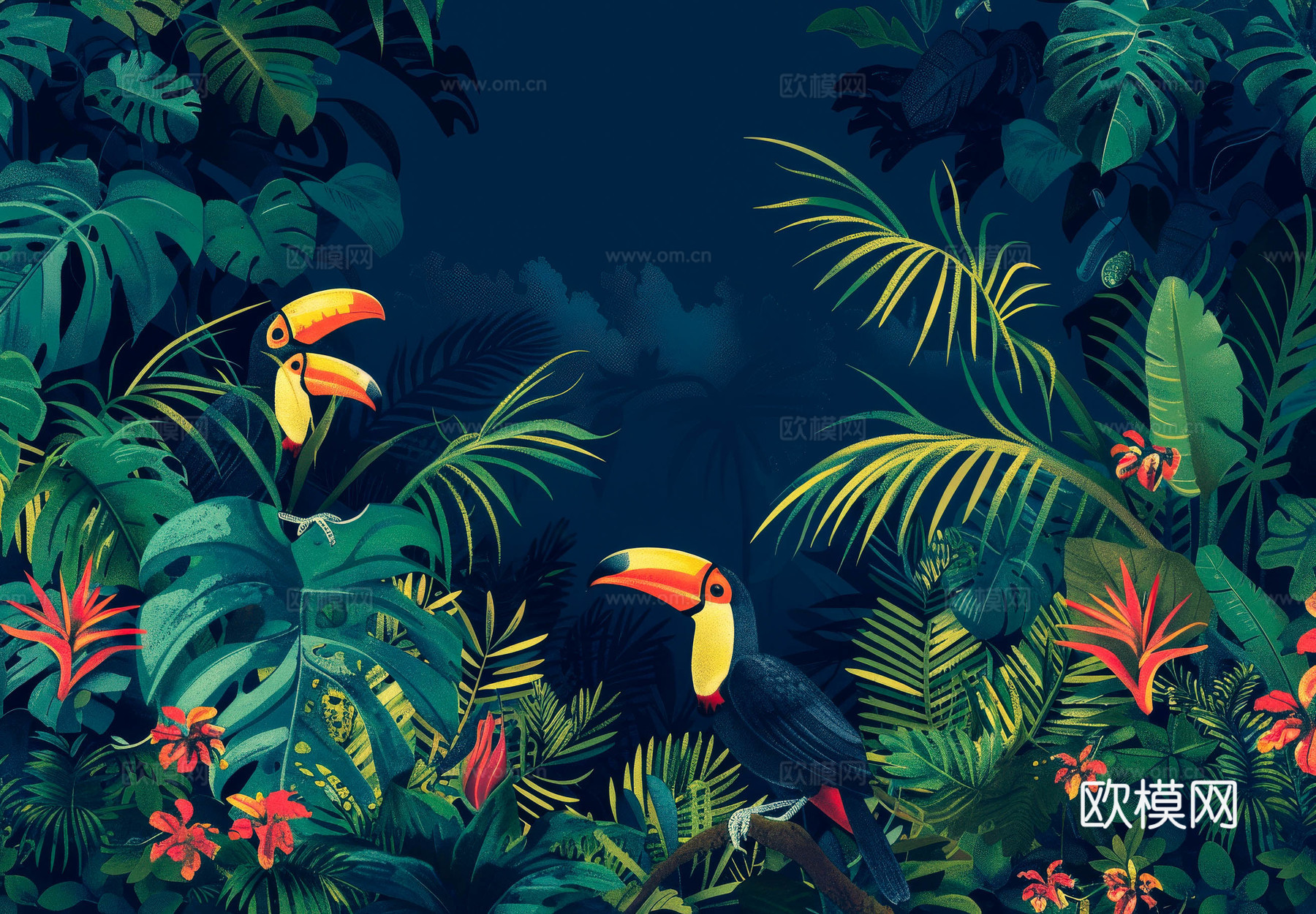 欧式田园热带雨林壁纸下载（渲染图6）