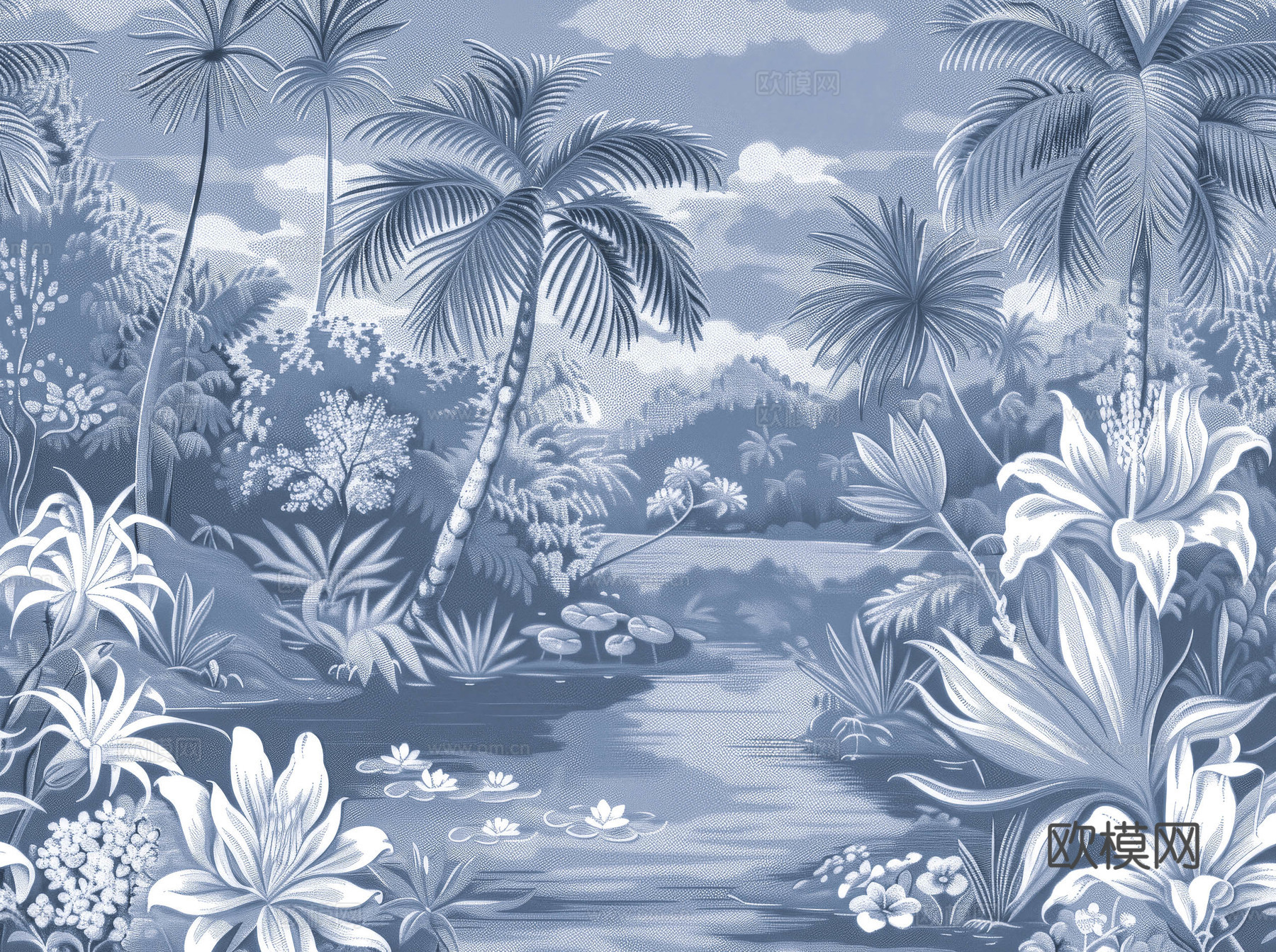 欧式田园热带雨林壁纸下载（渲染图6）