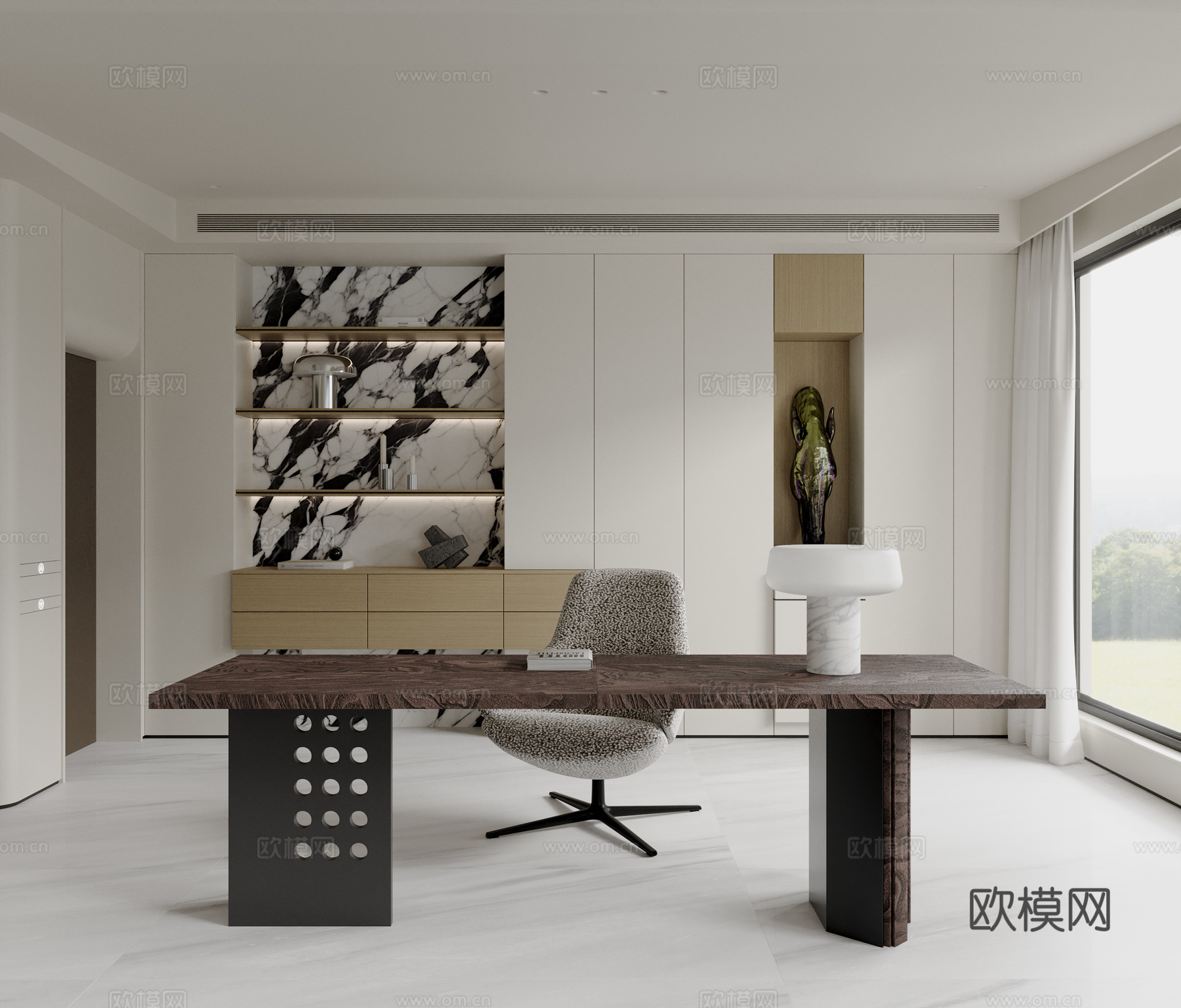 现代意式书房3d模型