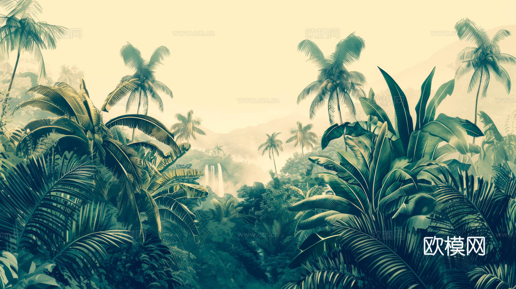 欧式田园热带雨林壁纸下载（渲染图4）