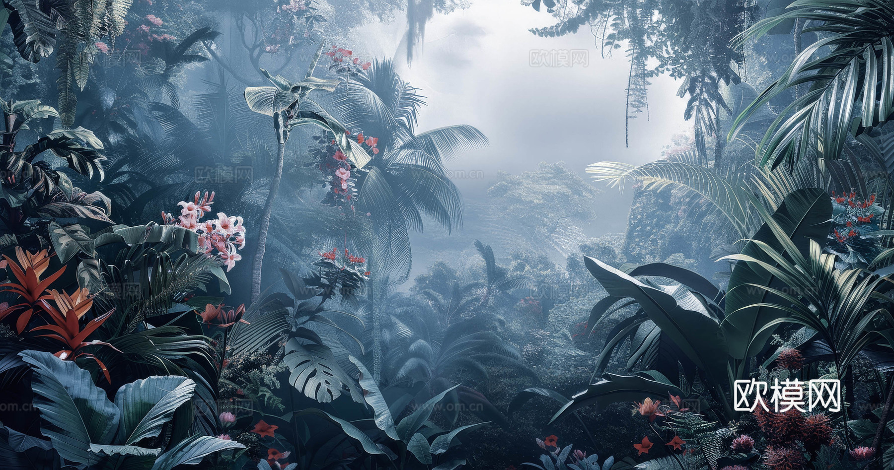 欧式田园热带雨林壁纸下载（渲染图6）