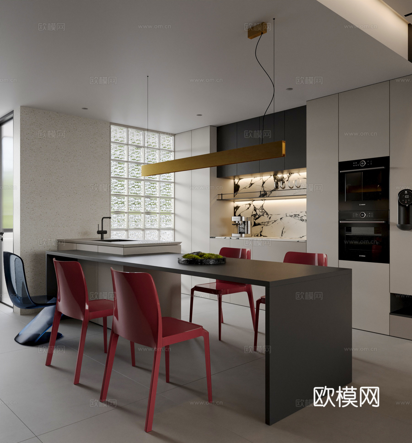 现代意式餐厅3d模型下载（渲染图1）