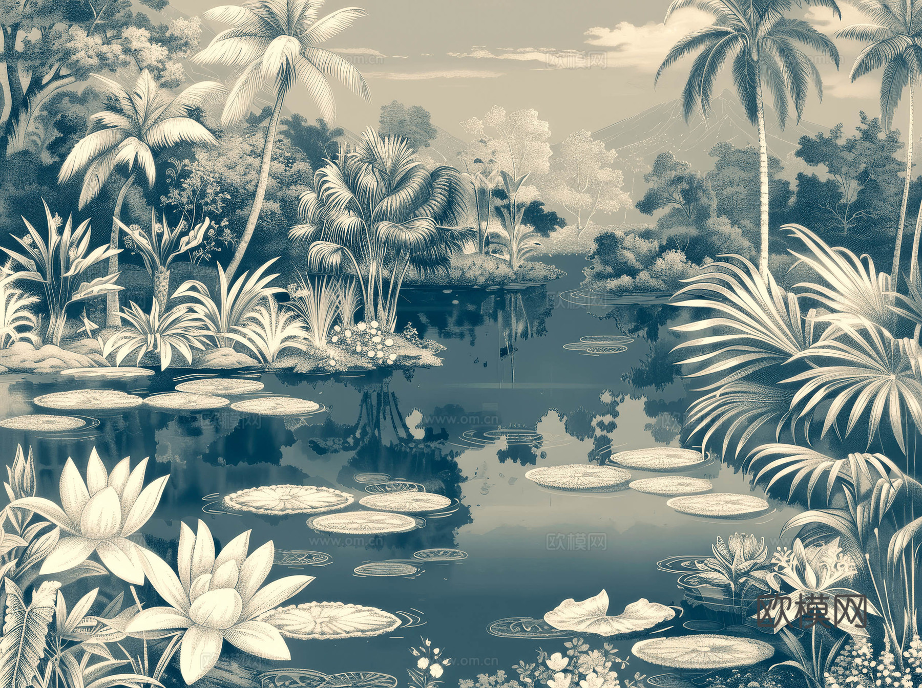 欧式田园热带雨林壁纸下载（渲染图2）