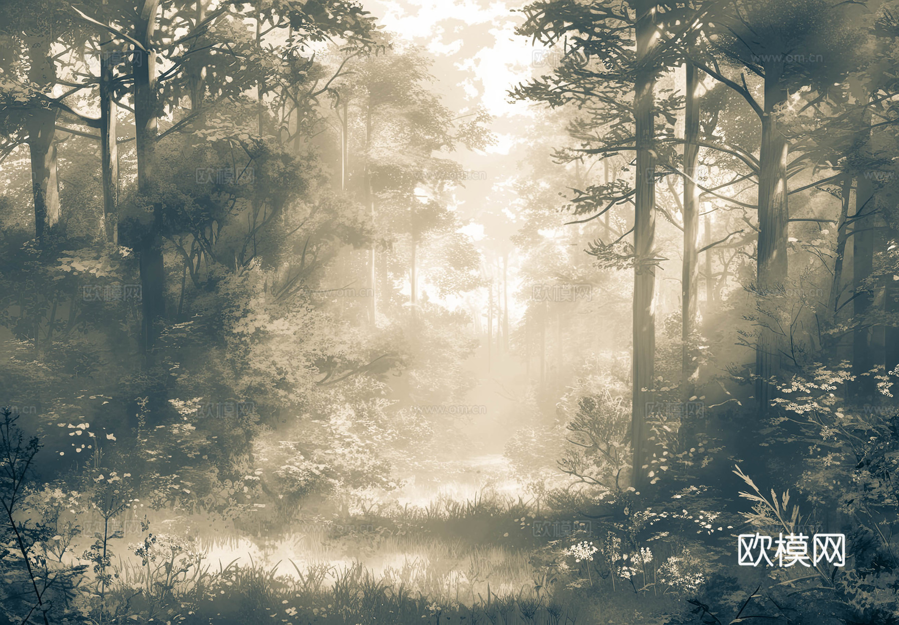 欧式田园热带雨林壁纸下载（渲染图8）