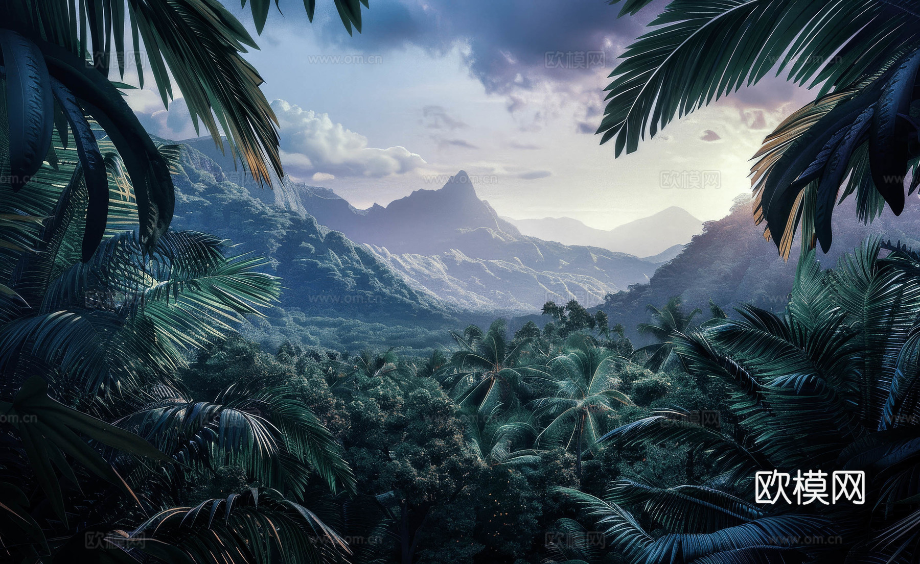 欧式田园热带雨林壁纸下载（渲染图4）