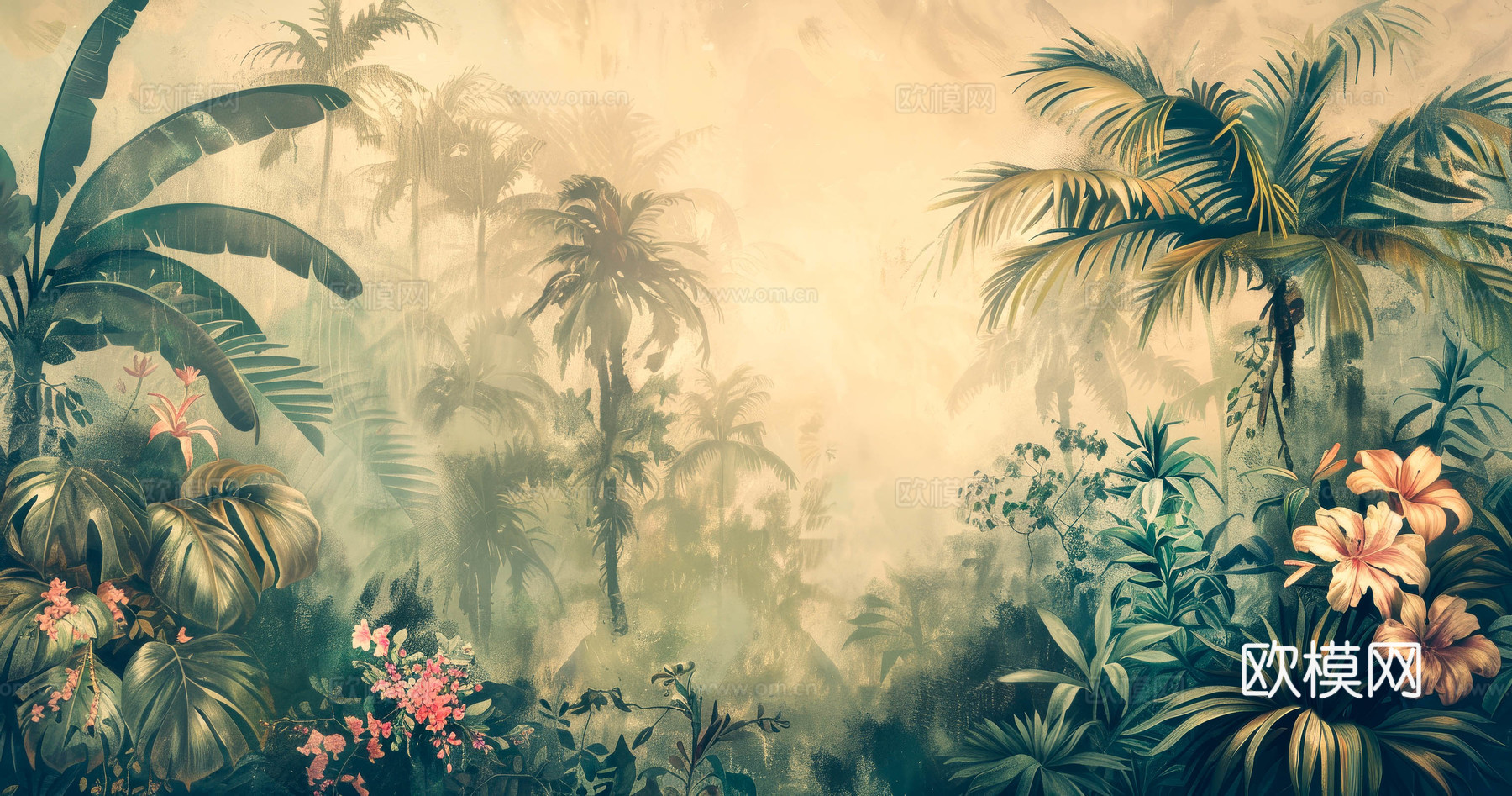 欧式田园热带雨林壁纸下载（渲染图4）