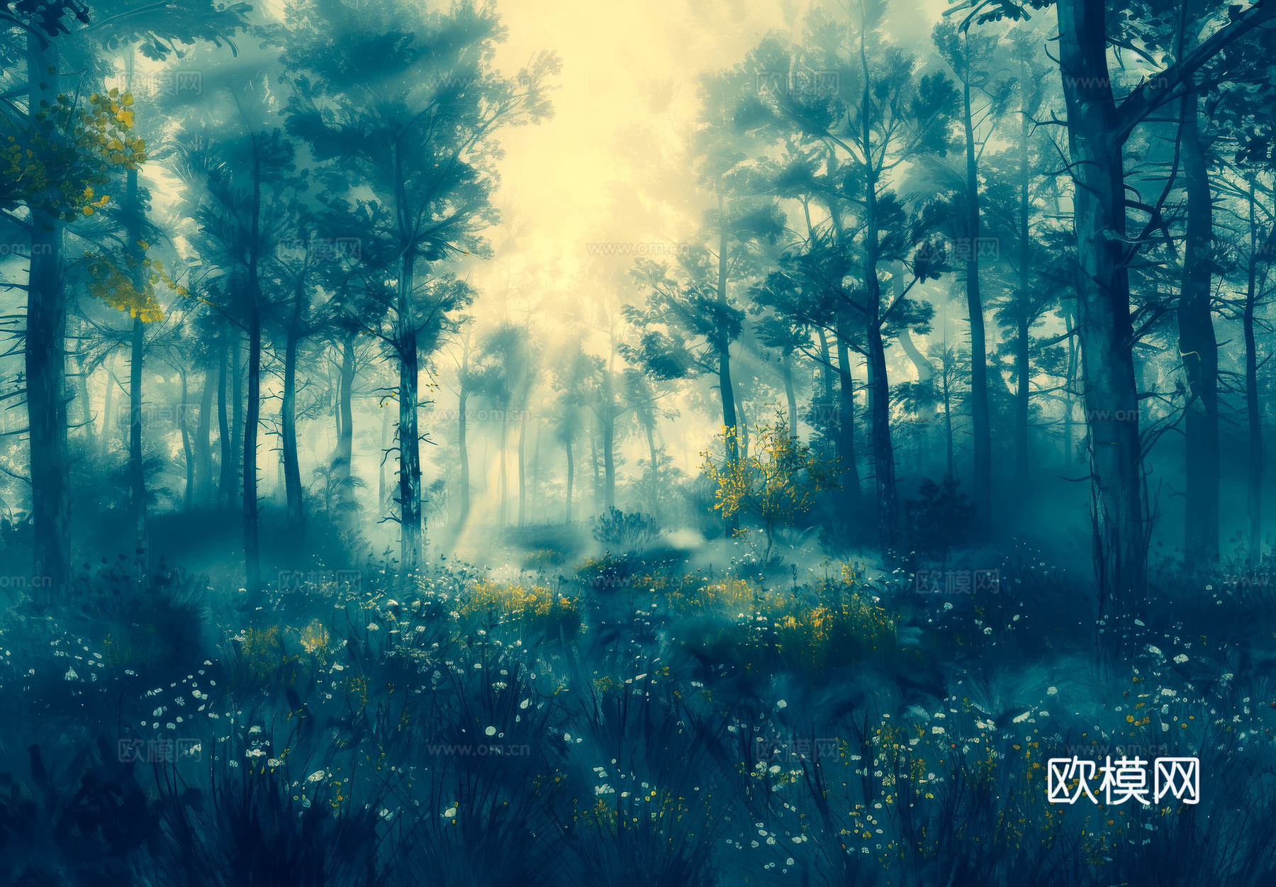 欧式田园热带雨林壁纸下载（渲染图3）