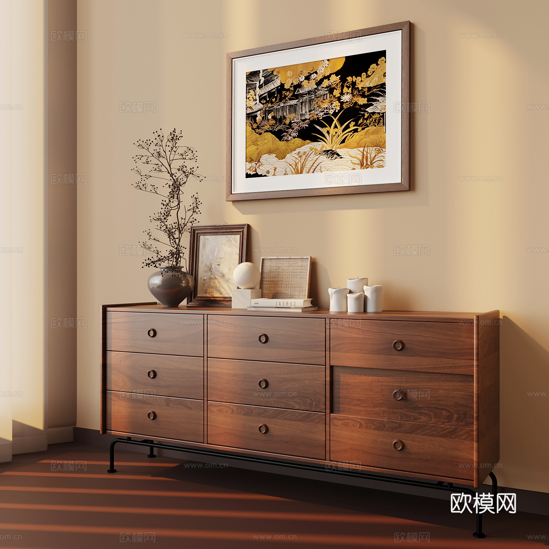中古风玄关柜 边柜su模型