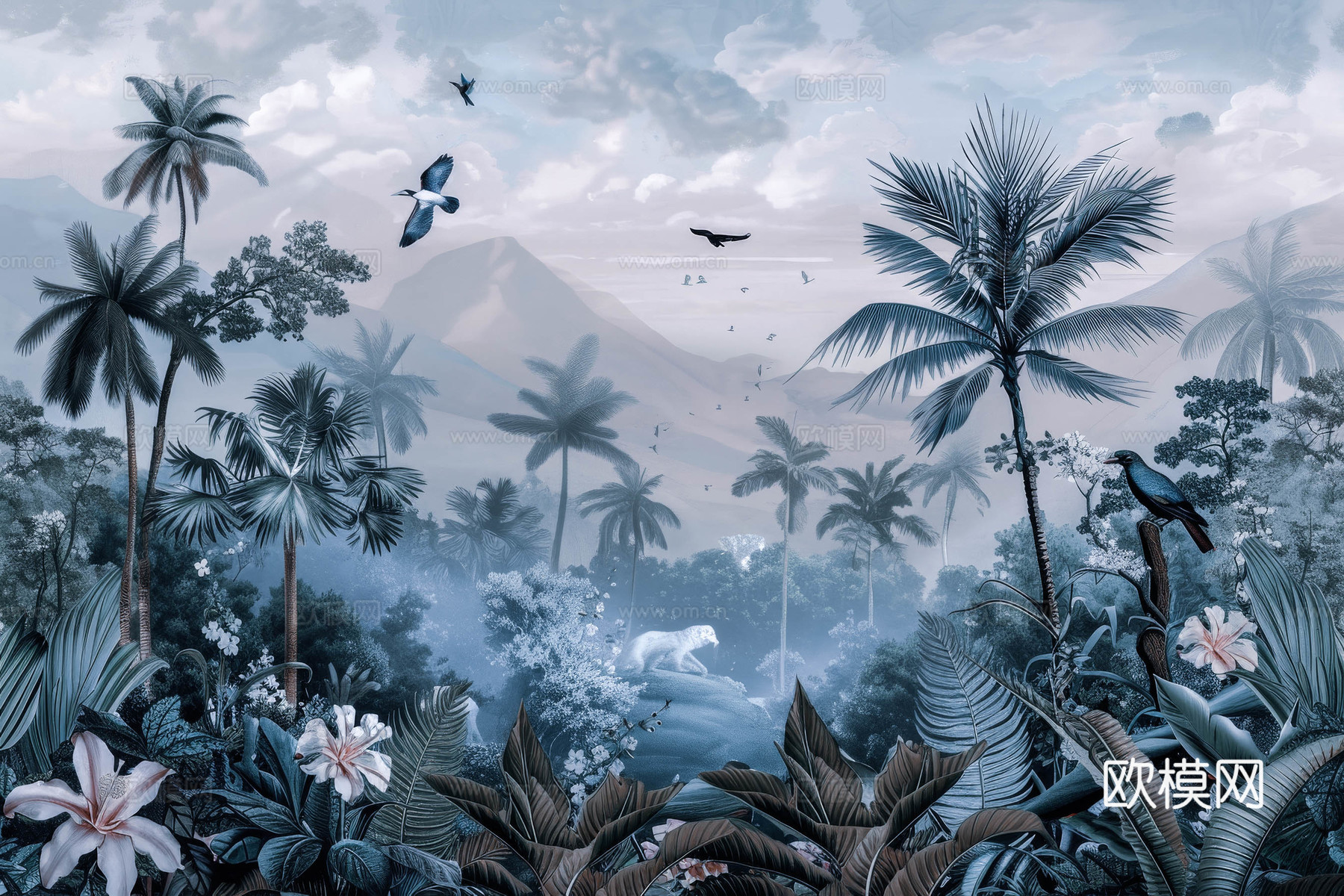 欧式田园热带雨林壁纸下载（渲染图5）