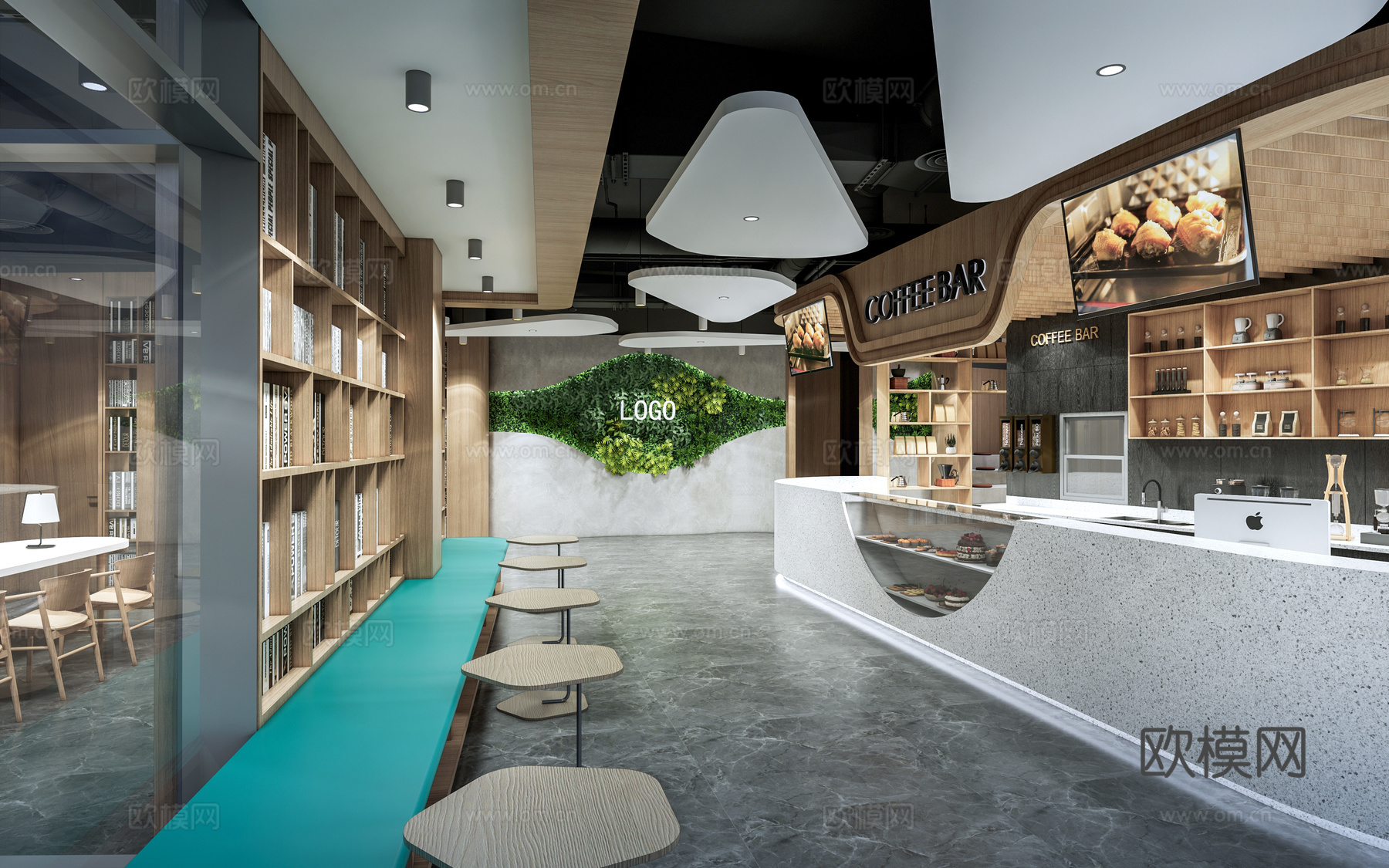 现代咖啡厅 奶茶店 甜品店 咖啡厅桌椅su模型