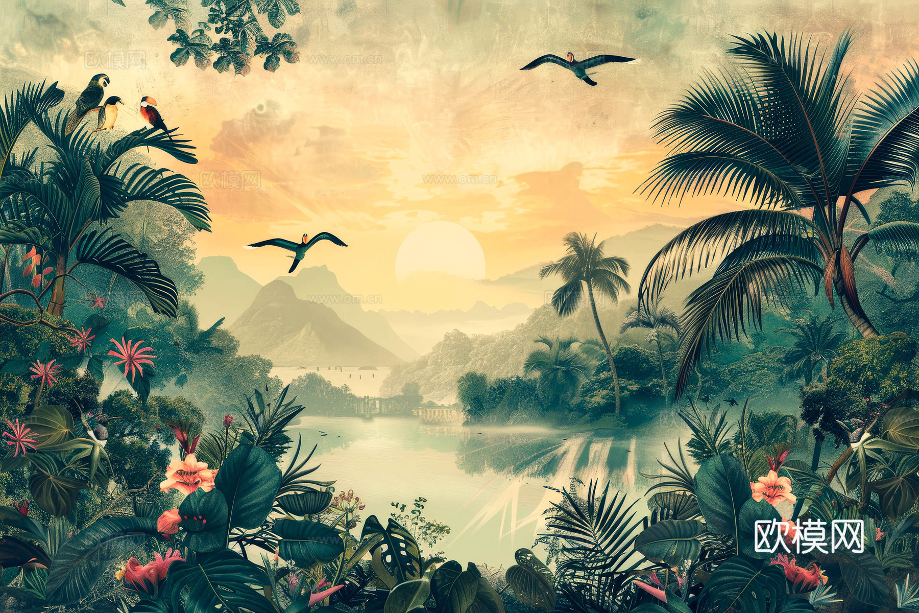 欧式田园热带雨林壁纸下载（渲染图5）