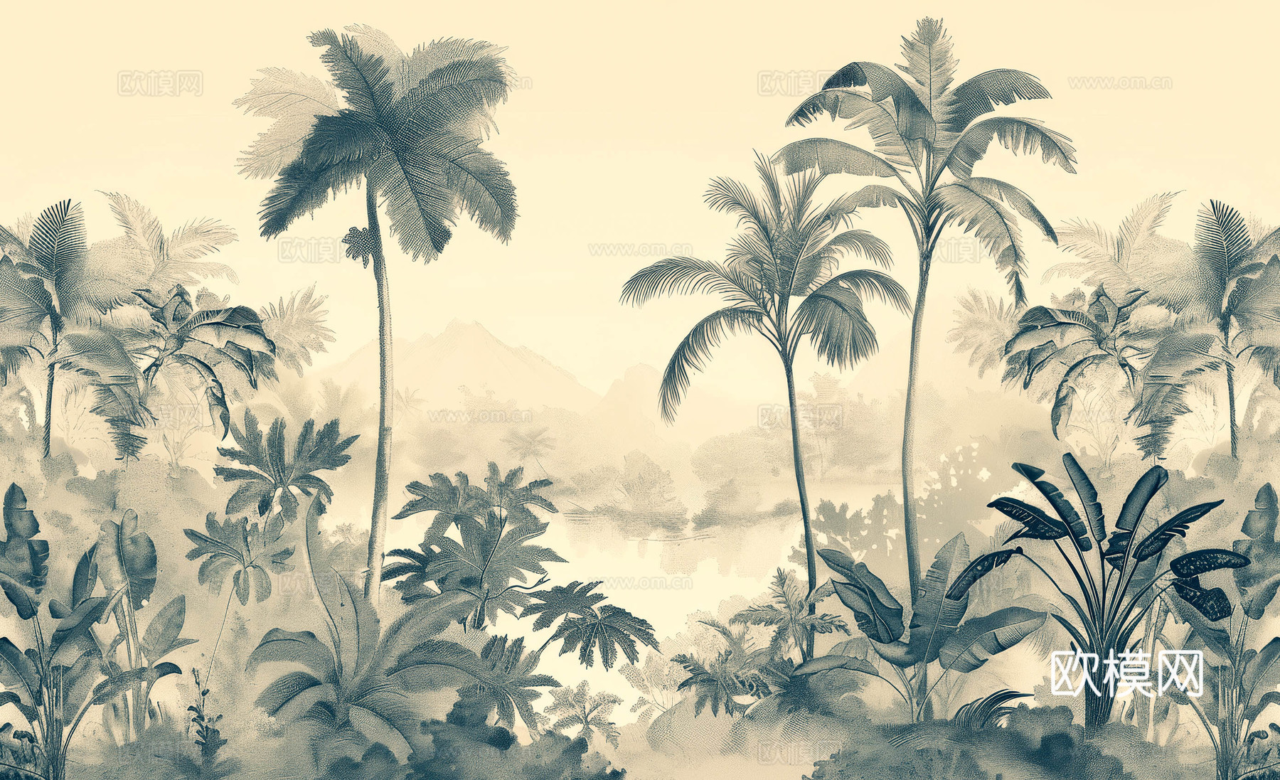 欧式田园热带雨林壁纸下载（渲染图6）