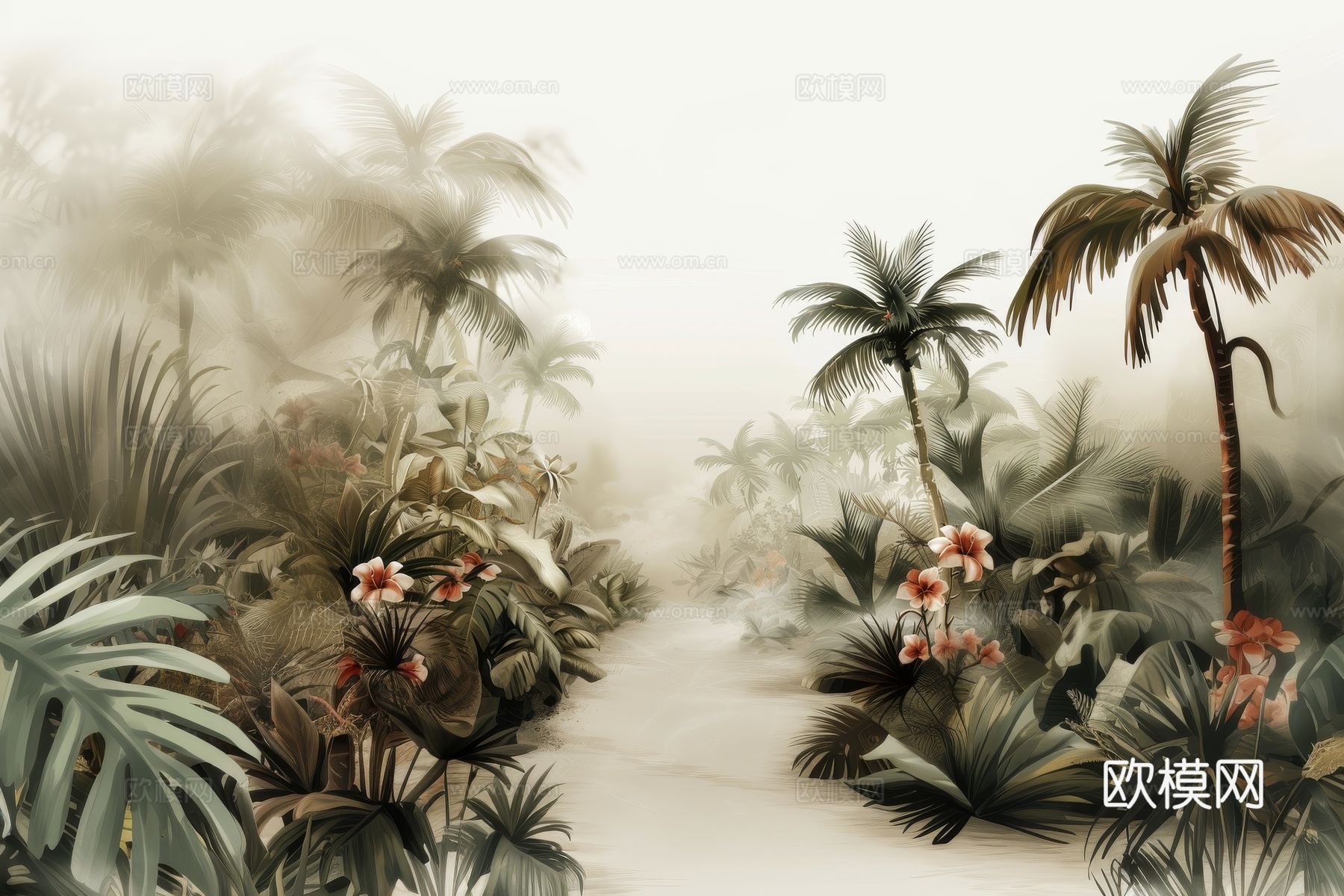 欧式田园热带雨林壁纸下载（渲染图8）